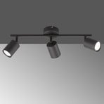 LED plafondspot Vano zwart, 3-lamps lang