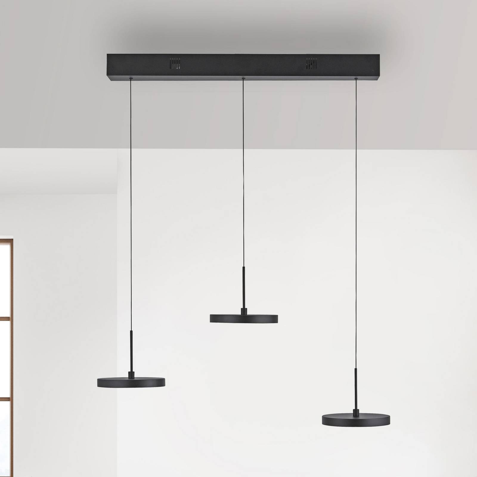 JUST LIGHT. żyrandol LED Plata, czarna, 3-punktowa, 3000 K