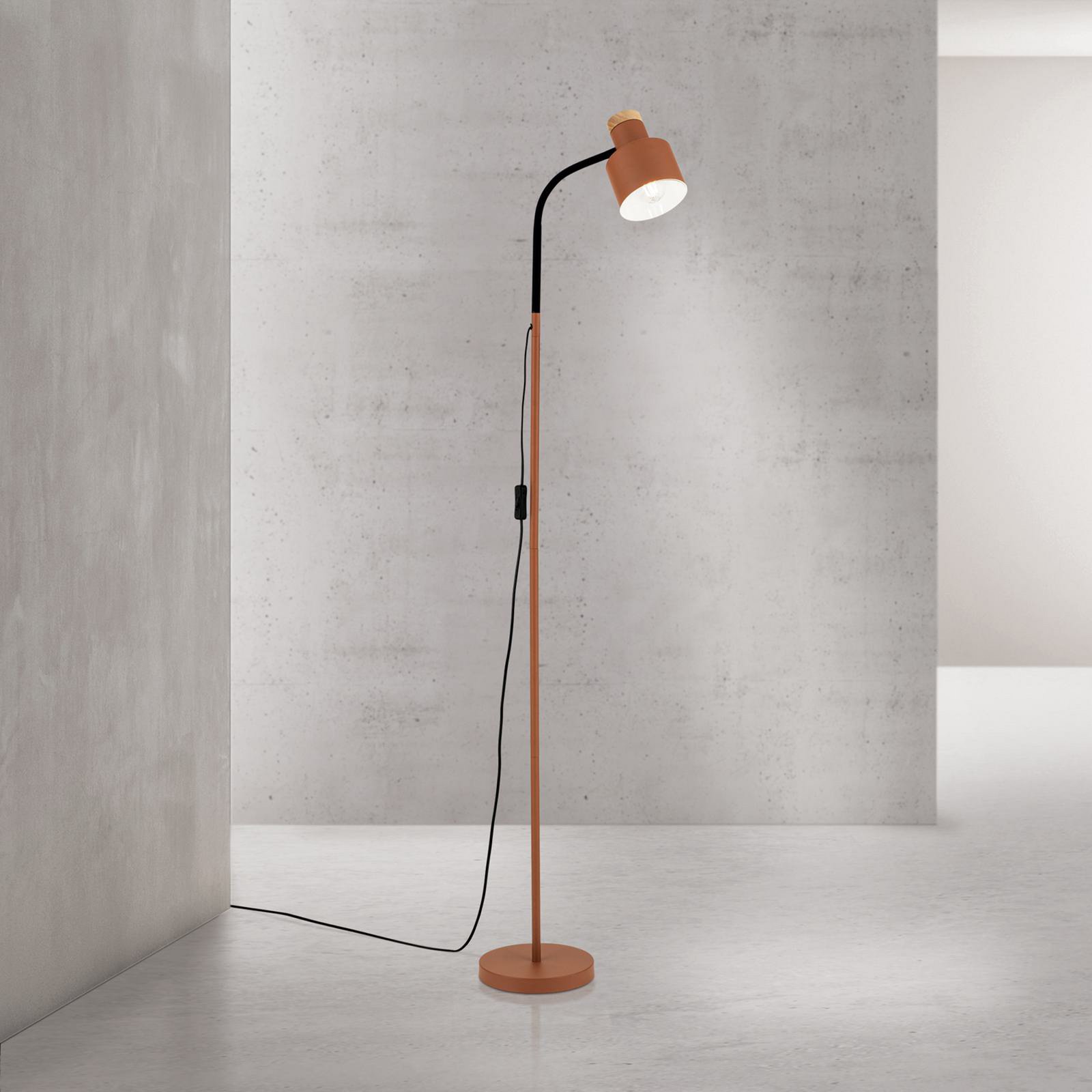 Gulvlampe Gili, stål, koralrød, højde 150 cm, E27