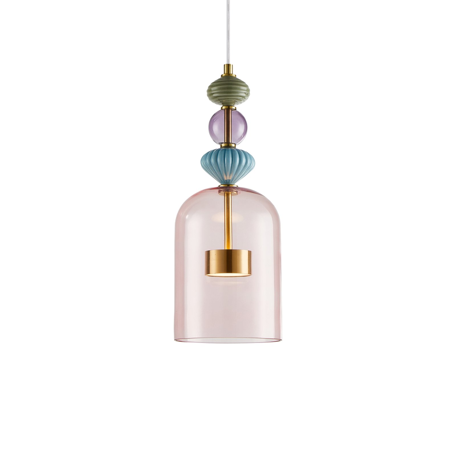 LED hanging light Arte, glass lampshade, pink, Ø 16 cm, 12 W