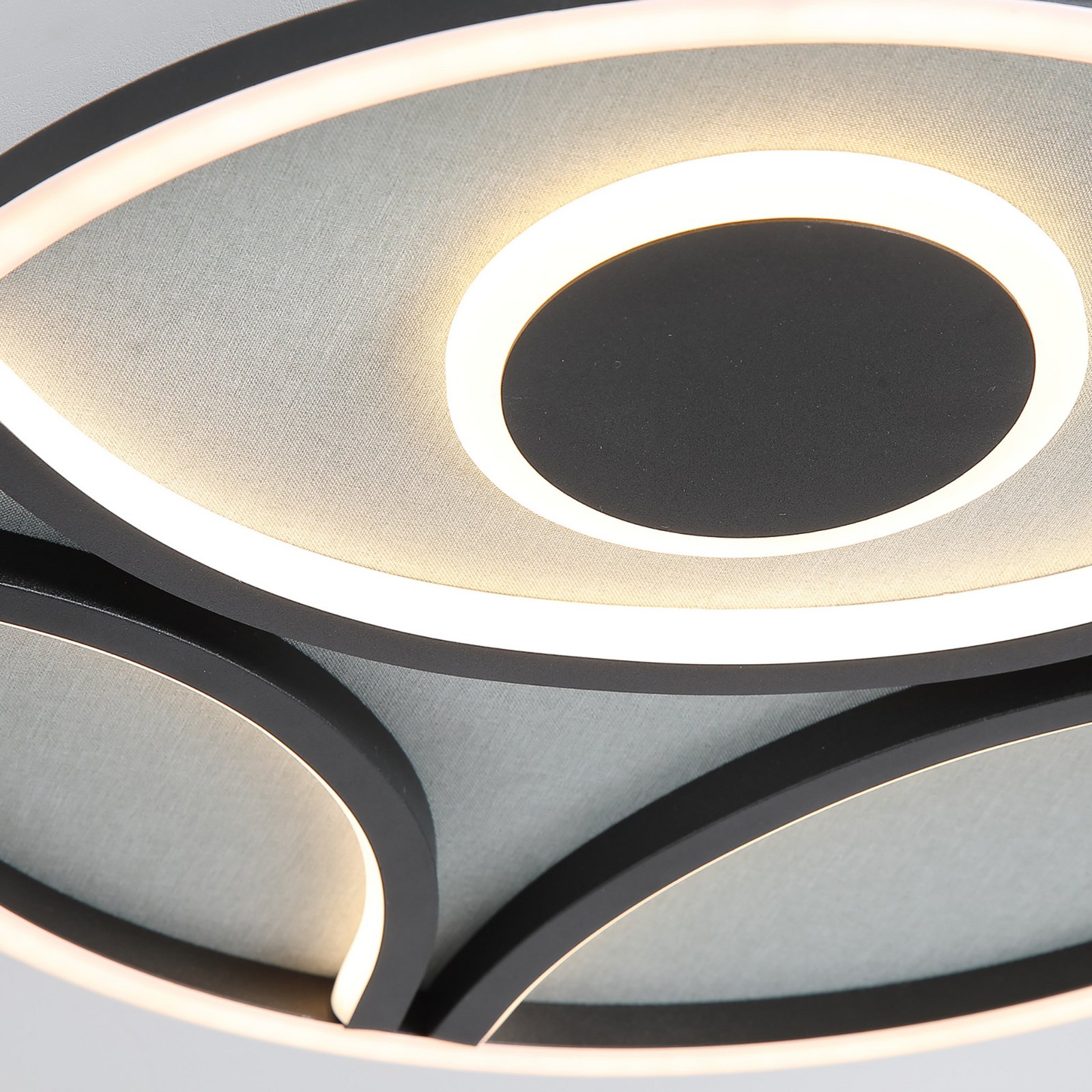 LED plafondlamp Zendisc, motief halve cirkel, Ø 39 cm, zwart
