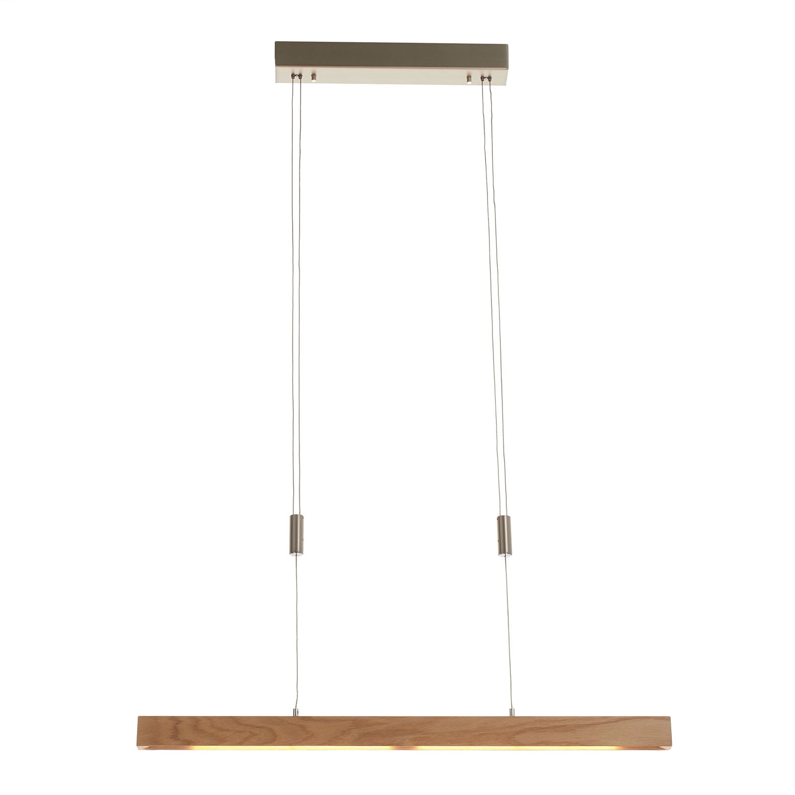 Lampa wisząca LED Nora, drewno dębowe, ściemniana, długość 78 cm - Quitani