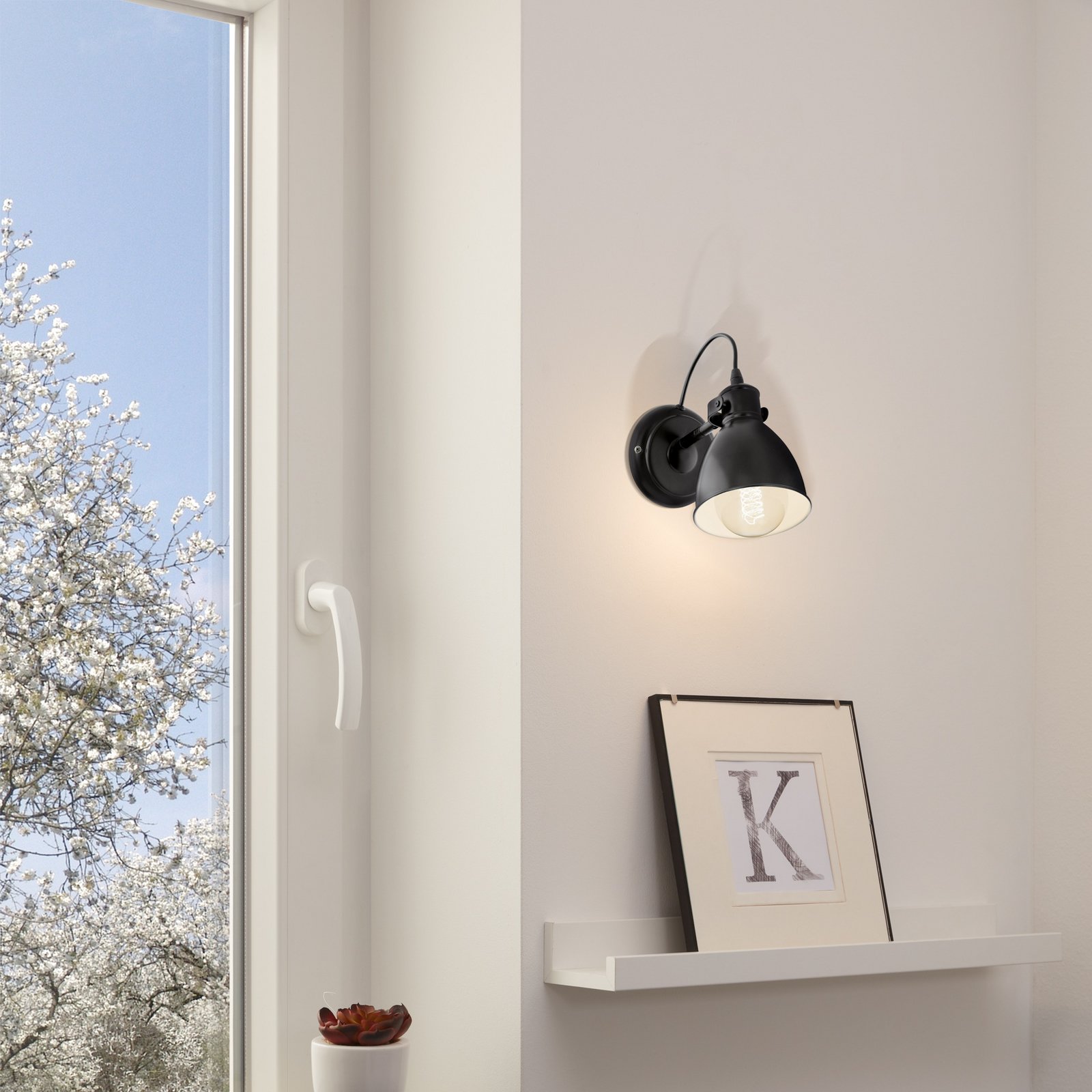 Applique Priddy nera regolabile, in stile retrò Applique Priddy nera regolabile, in stile retrò