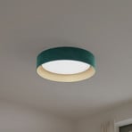 Plafoniera LED Plafond, velluto verde, Ø 45 cm, dimmerabile a 3 livelli