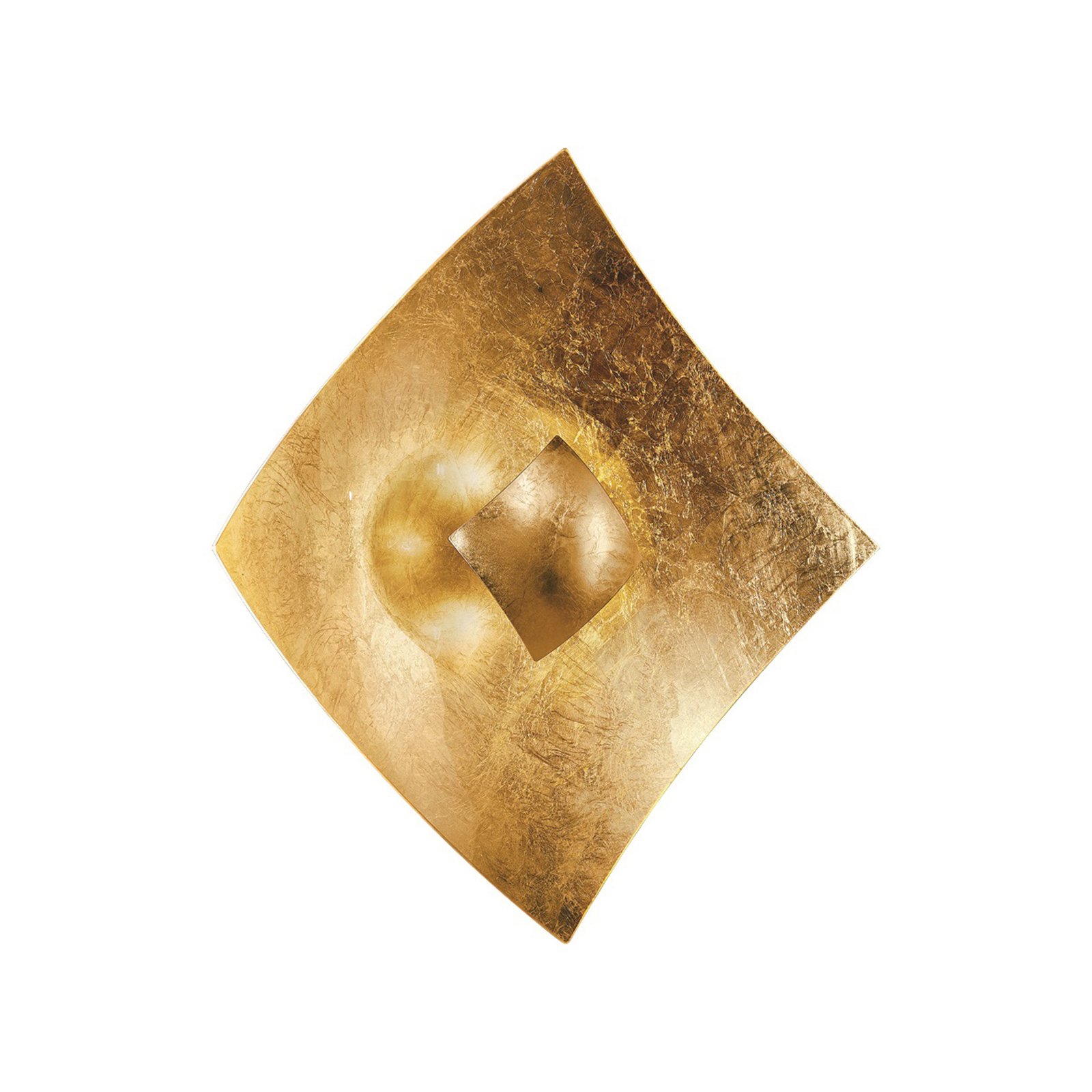 Wandleuchte Quadrangolo mit Blattgold, 50 x 50 cm