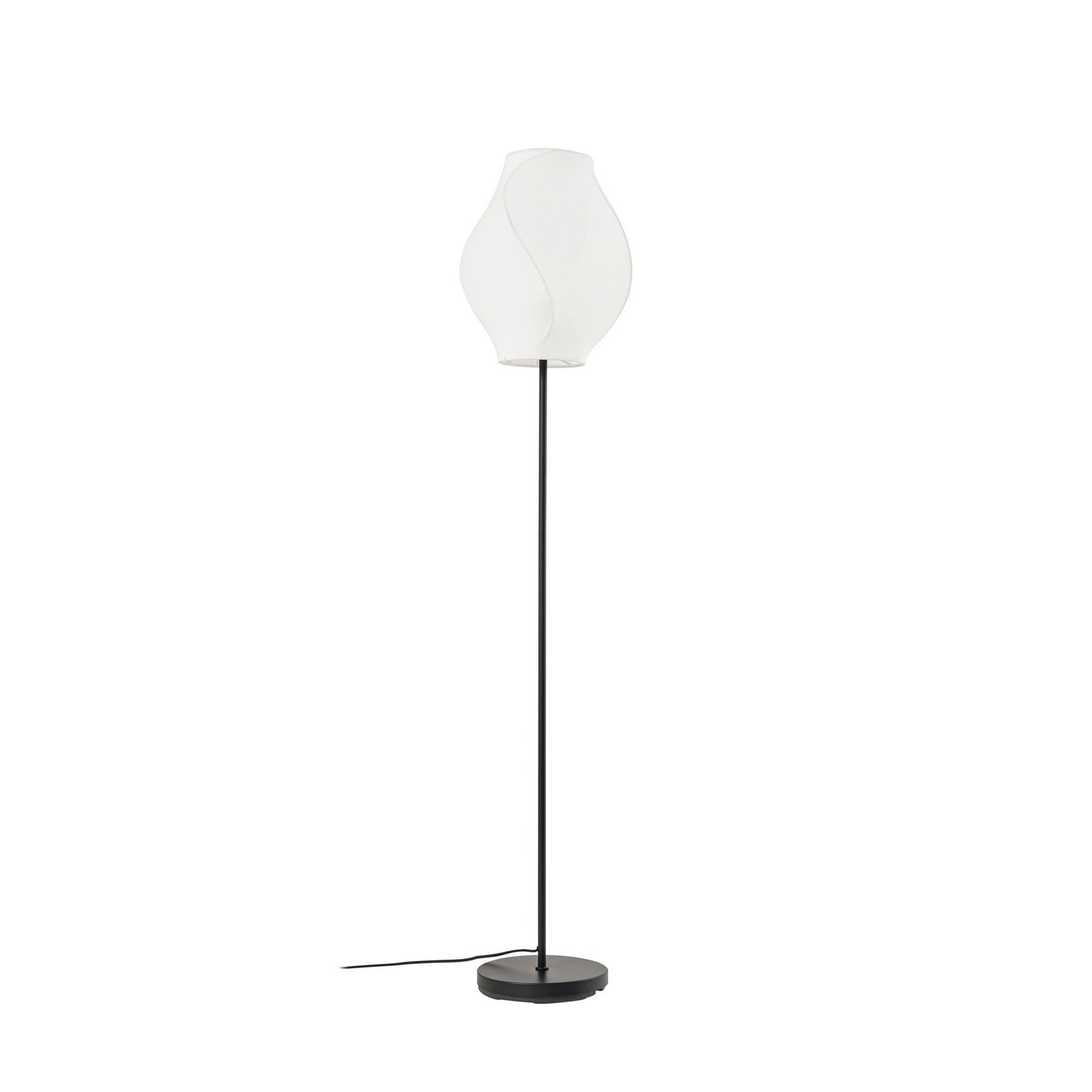 Lucande podna lampa Tovina, tekstil, bijela, visina 165 cm