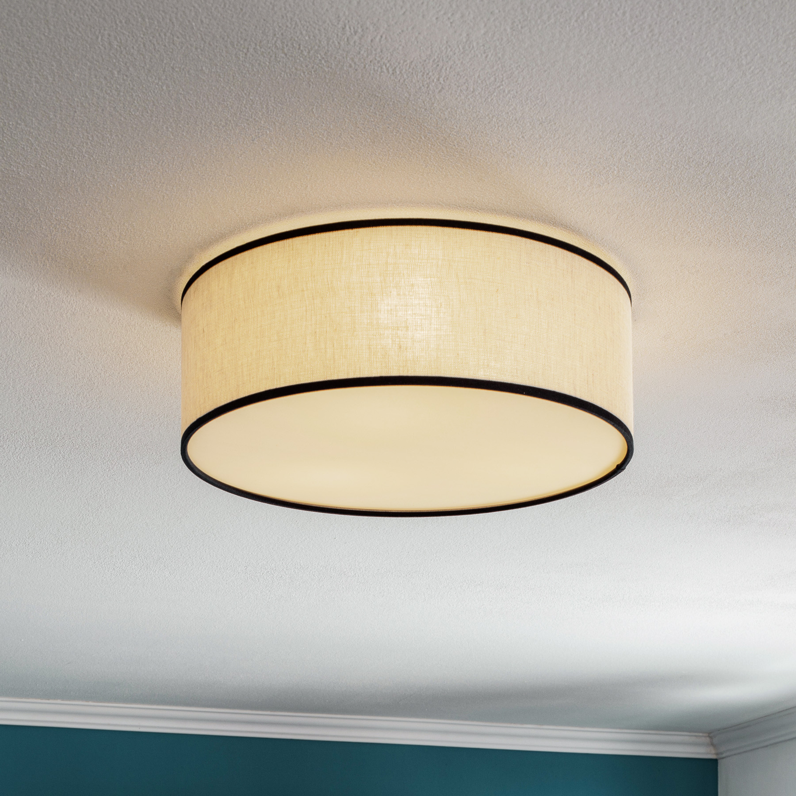 Cavos ceiling light, textile shade, Natur, Ø 38 cm