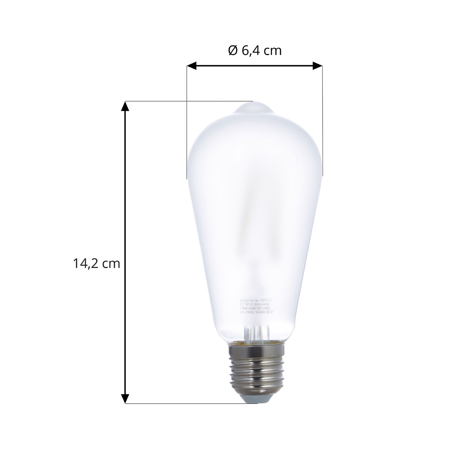 LUUMR LED lamp, 2st, E27, ST64, 7W, mat, Tuya
