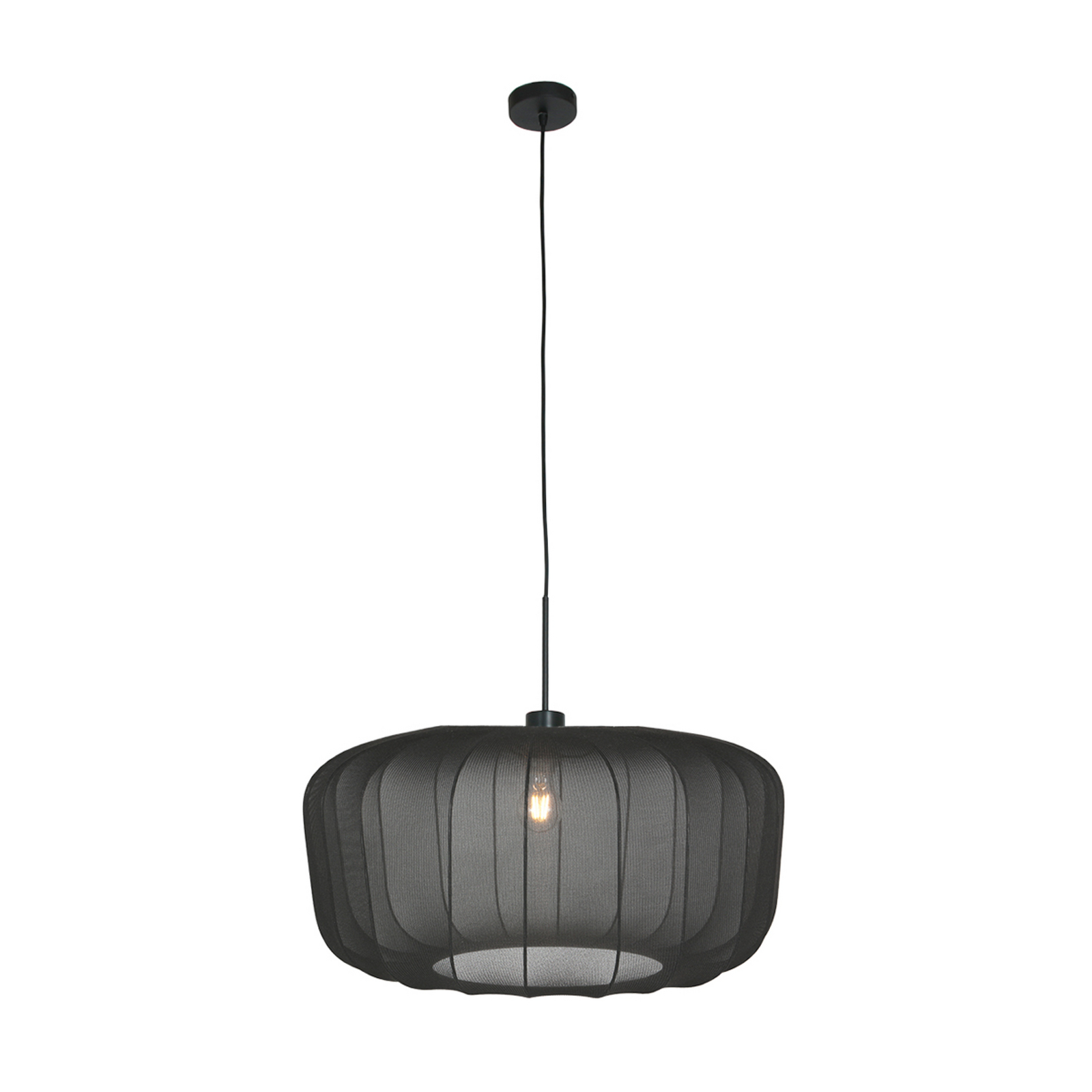 Hänglampa Sparkled Light, svart nylon, Ø 60 cm, E27