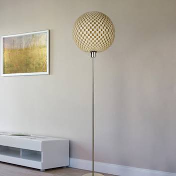 Striking Flechtwerk designer floor lamp, linen