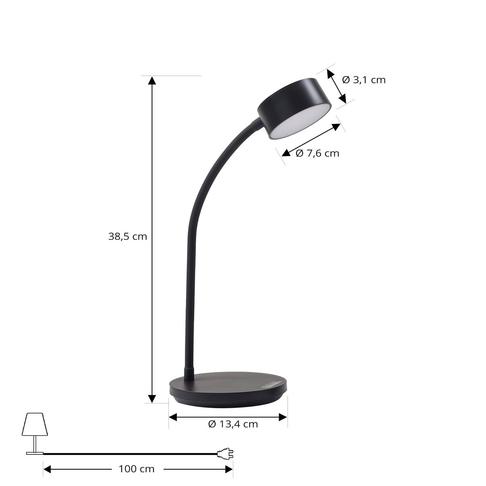 Lampa stołowa LED Lindby Maori, czarna, CCT, metalowa, ściemniany
