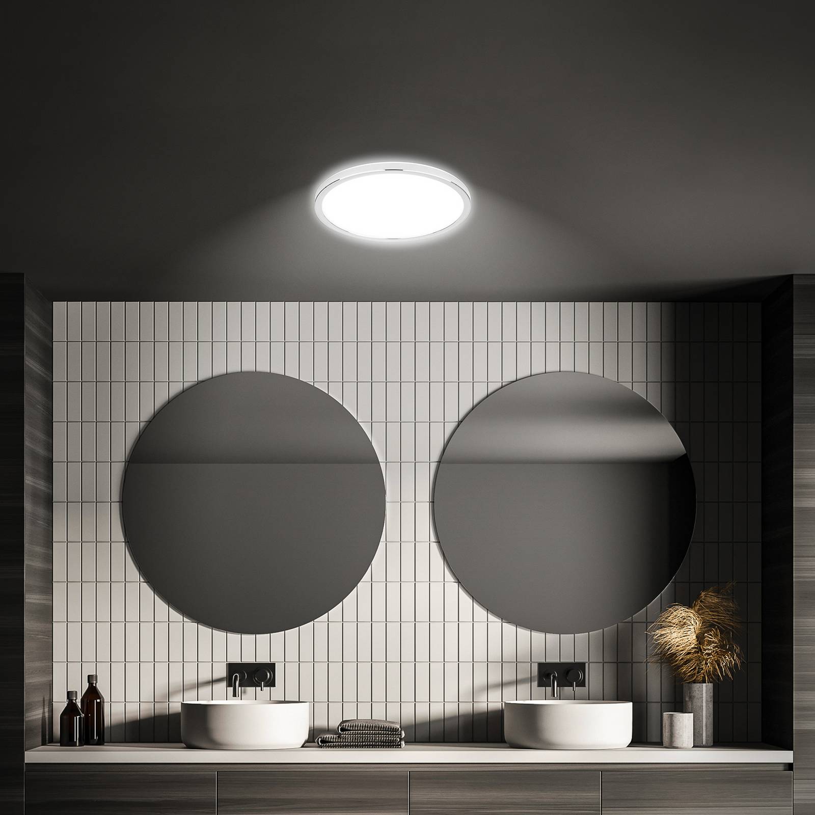 LED-Bad-Deckenlampe Pulap, Ø 29 cm, chromfarben/weiß Metall günstig online kaufen