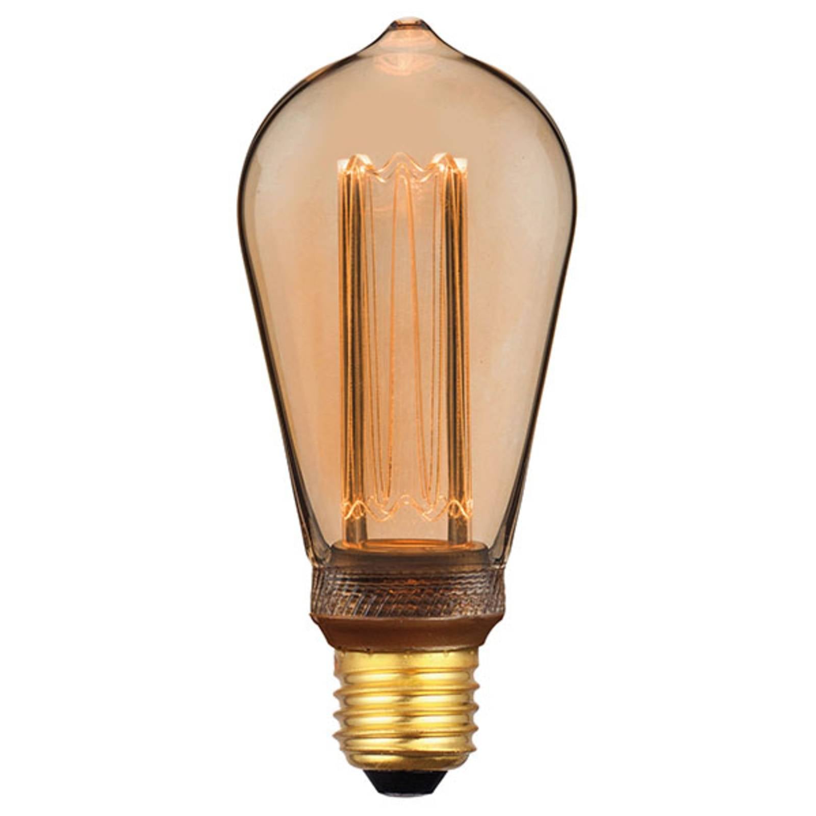 LED-rustiklampa E27 A60 5W, 3-step-dim guld