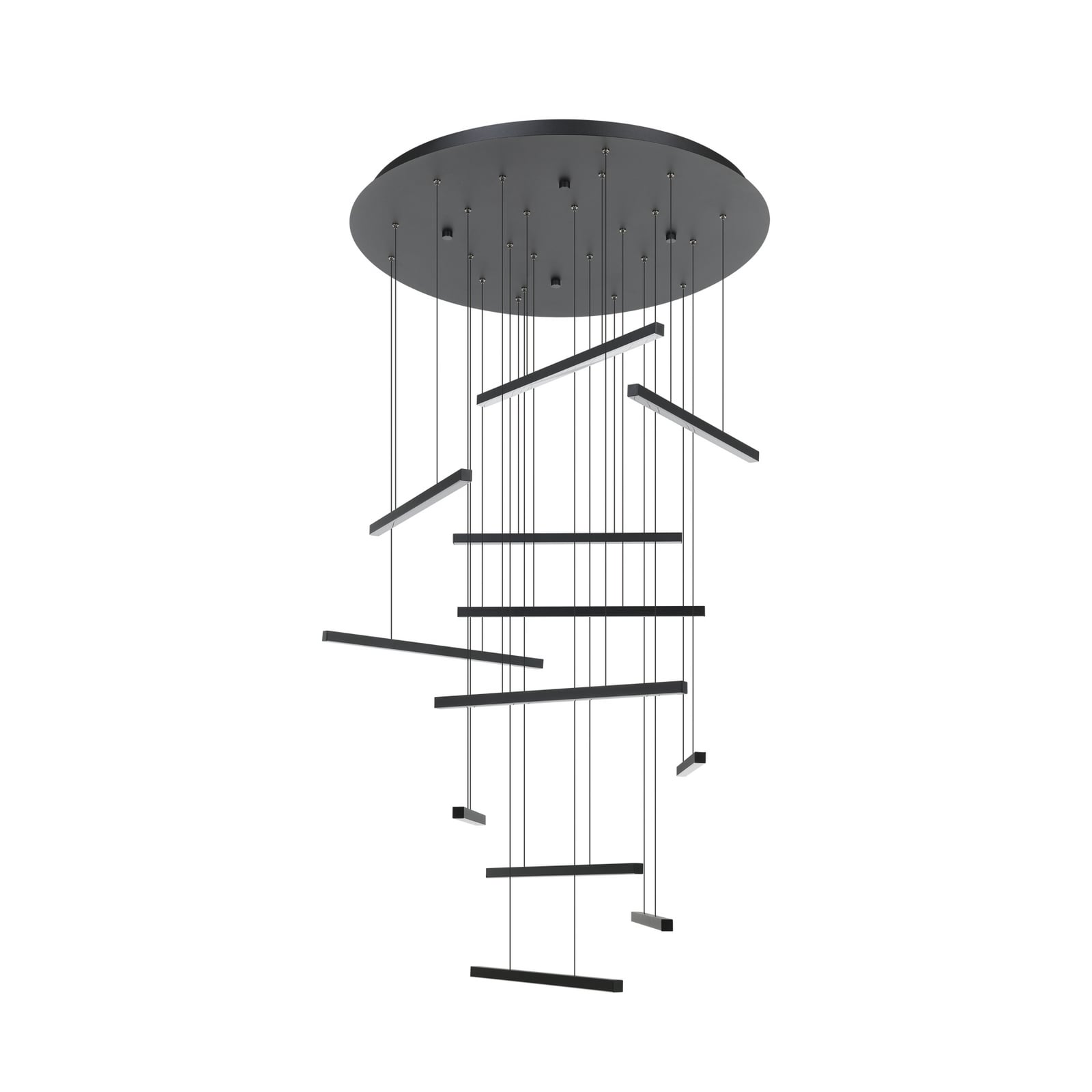 Lindoza LED hanging light, black, 44 cm, 12-bulb - Stars of Light