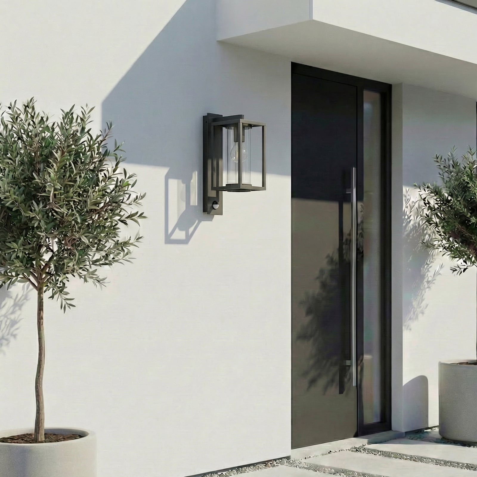 Ferda outdoor wall lamp, sensor, anthracite, IP44 - Lucande