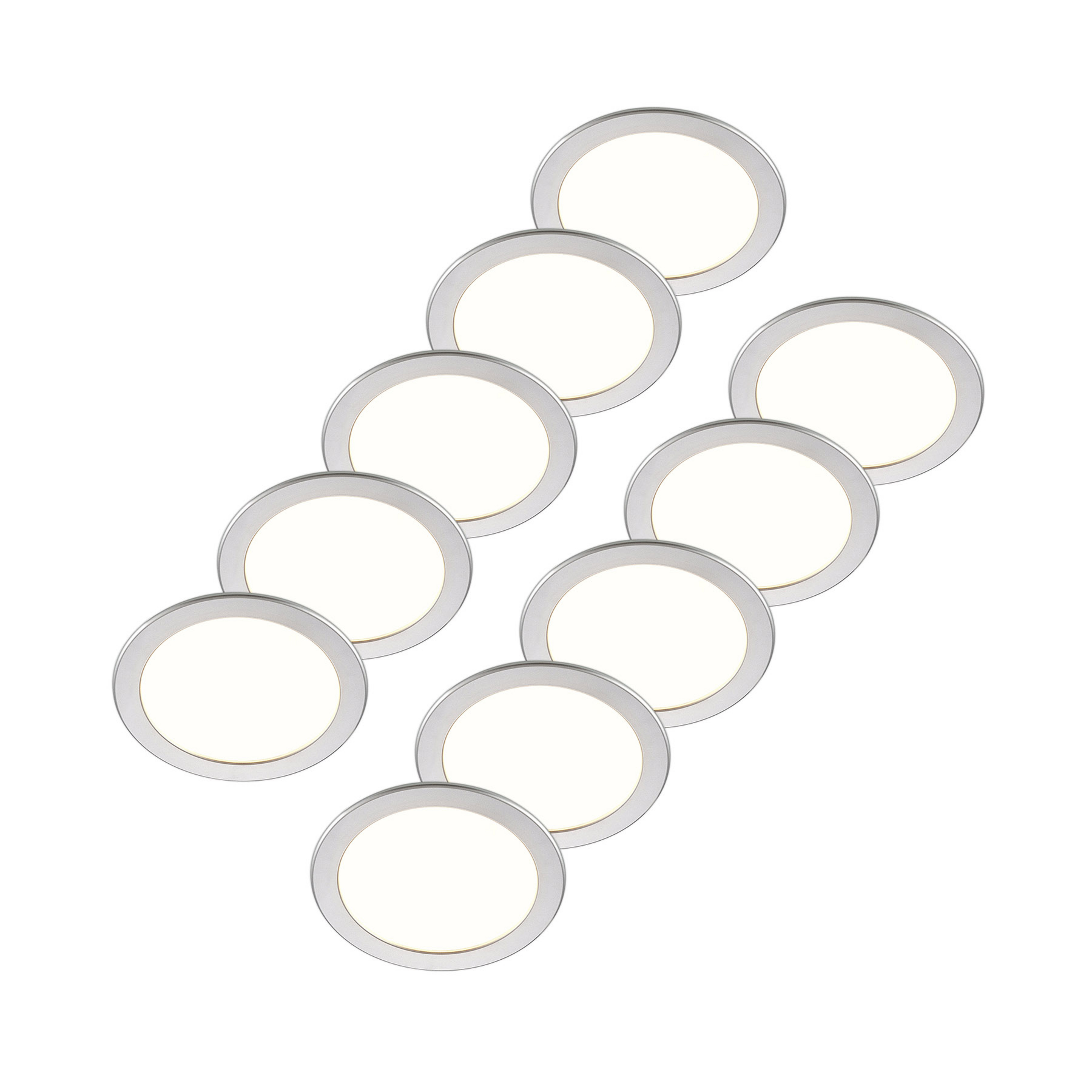 Prios LED vstavané svietidlo Cadance, strieborné, 22 cm, sada 10 ks, CCT