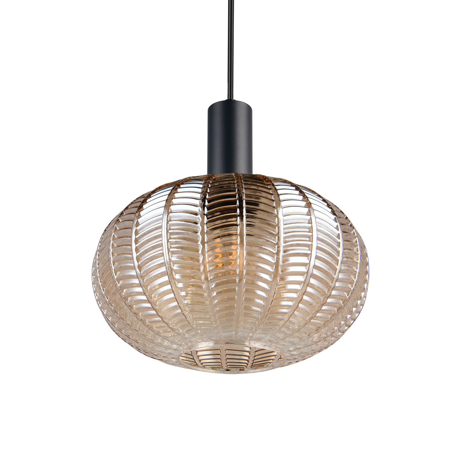 Elvezia lógó világítás, borostyánszínű, Ø 26 cm, üveg, E27