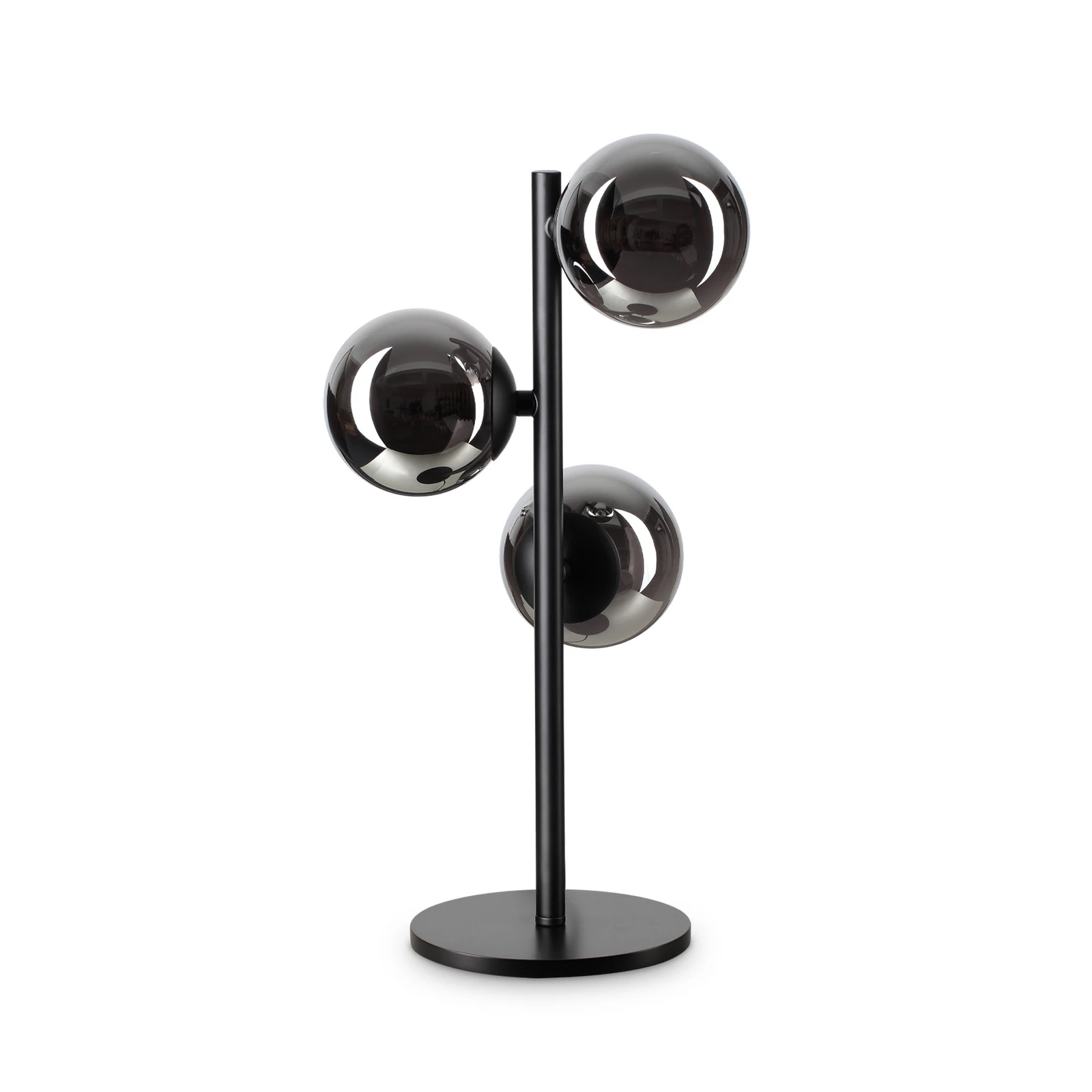 Candeeiro de mesa IDEAL LUX Perlage preto/cinza fumado, altura 43 cm, 3 lâmpadas