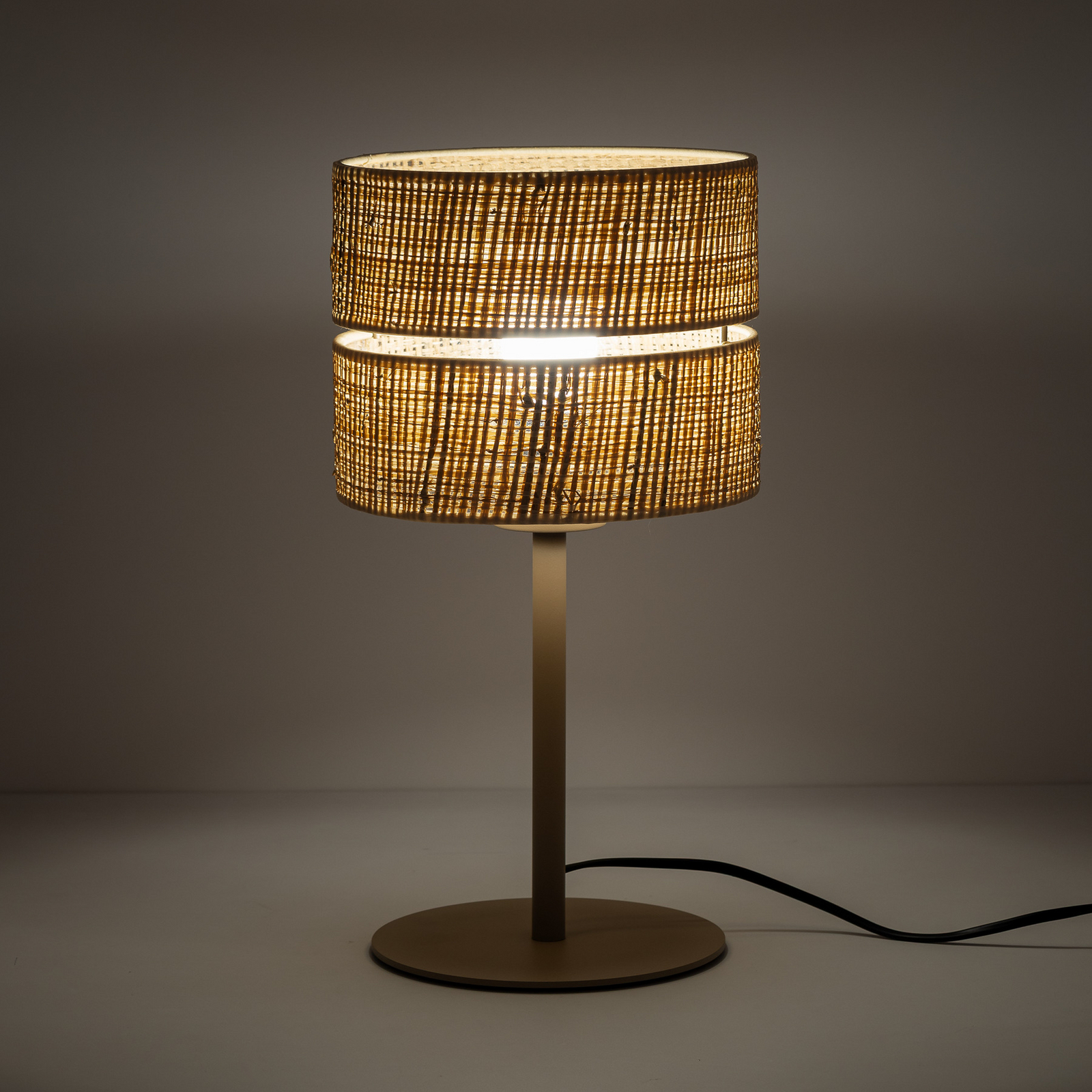 Tafellamp Calma, beige, raffia, hoogte 38 cm, E27