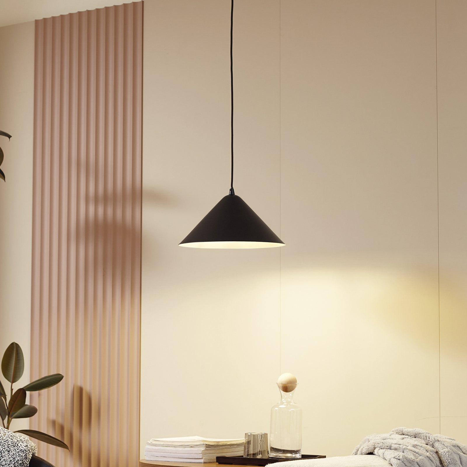 Clarine Hängeleuchte Ø 32 cm schwarz/weiß - Lindby Clarine Hängeleuchte Ø 32 cm schwarz/weiß - Lindby