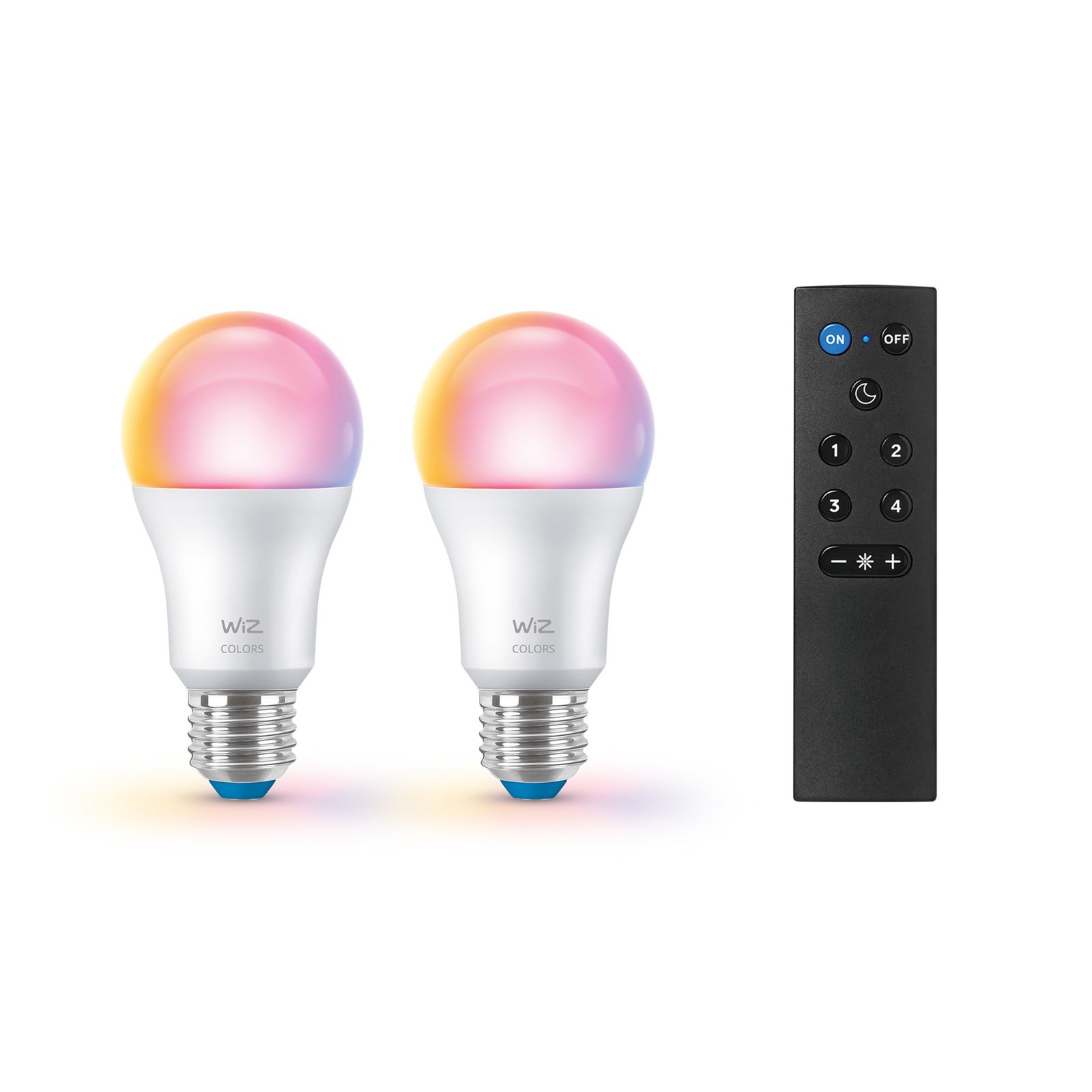 Lichtbronnen Smart Color 8,5W 806lm 2200-6500K RGB 2-pack E27 & Remote - WiZ