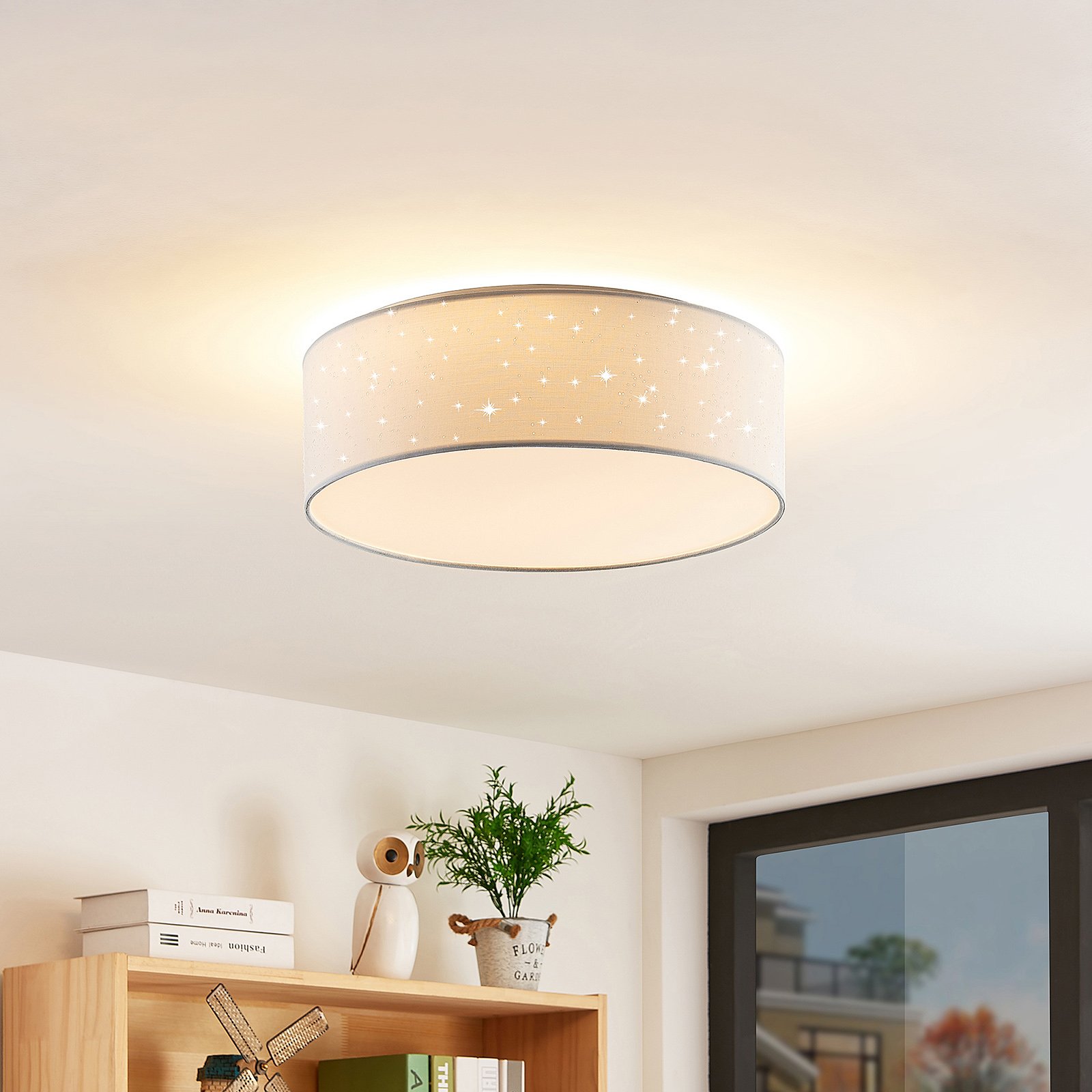 Lindby Ellamina LED plafondlamp, 40 cm, wit