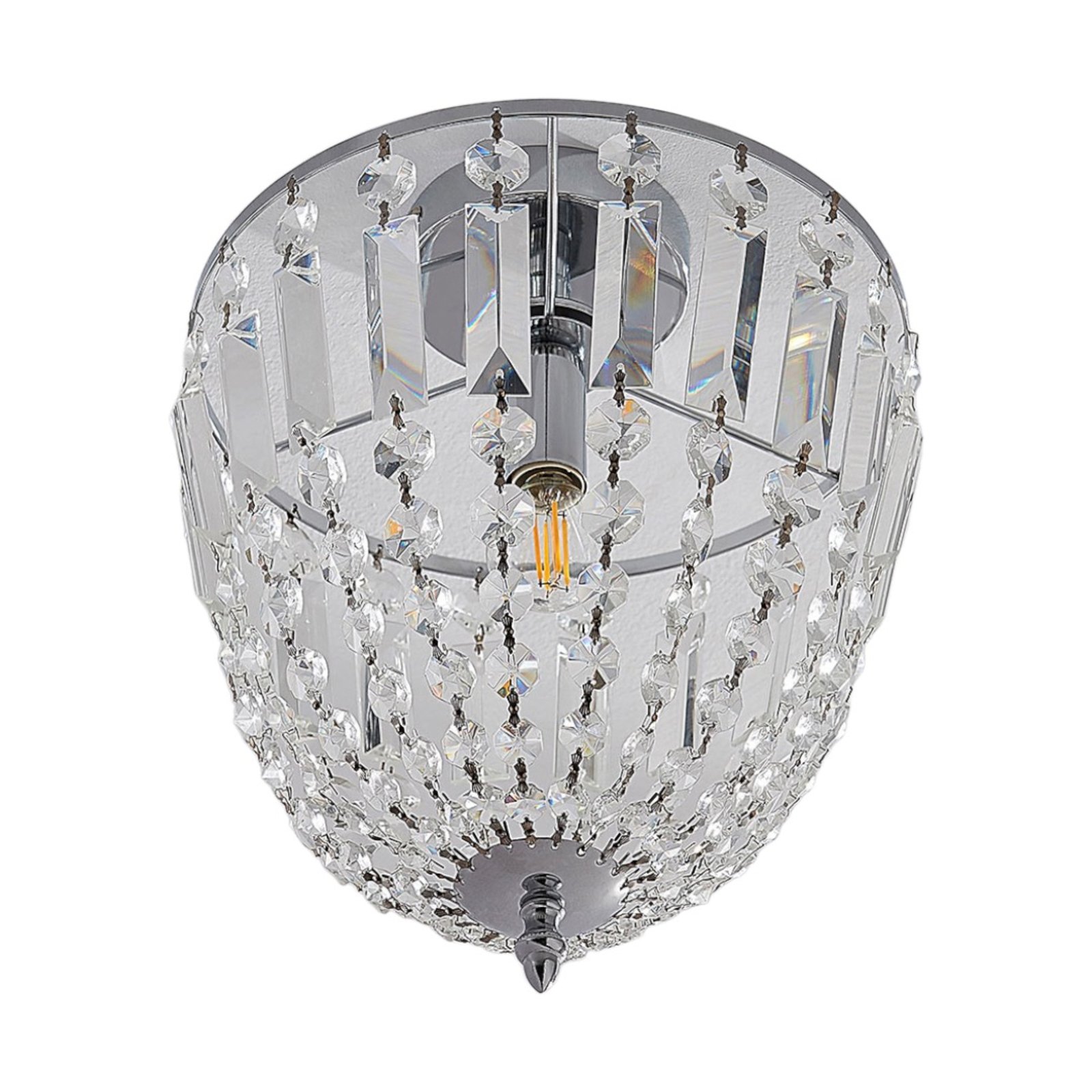 Strålende taklampe Lionello i glasskrystall