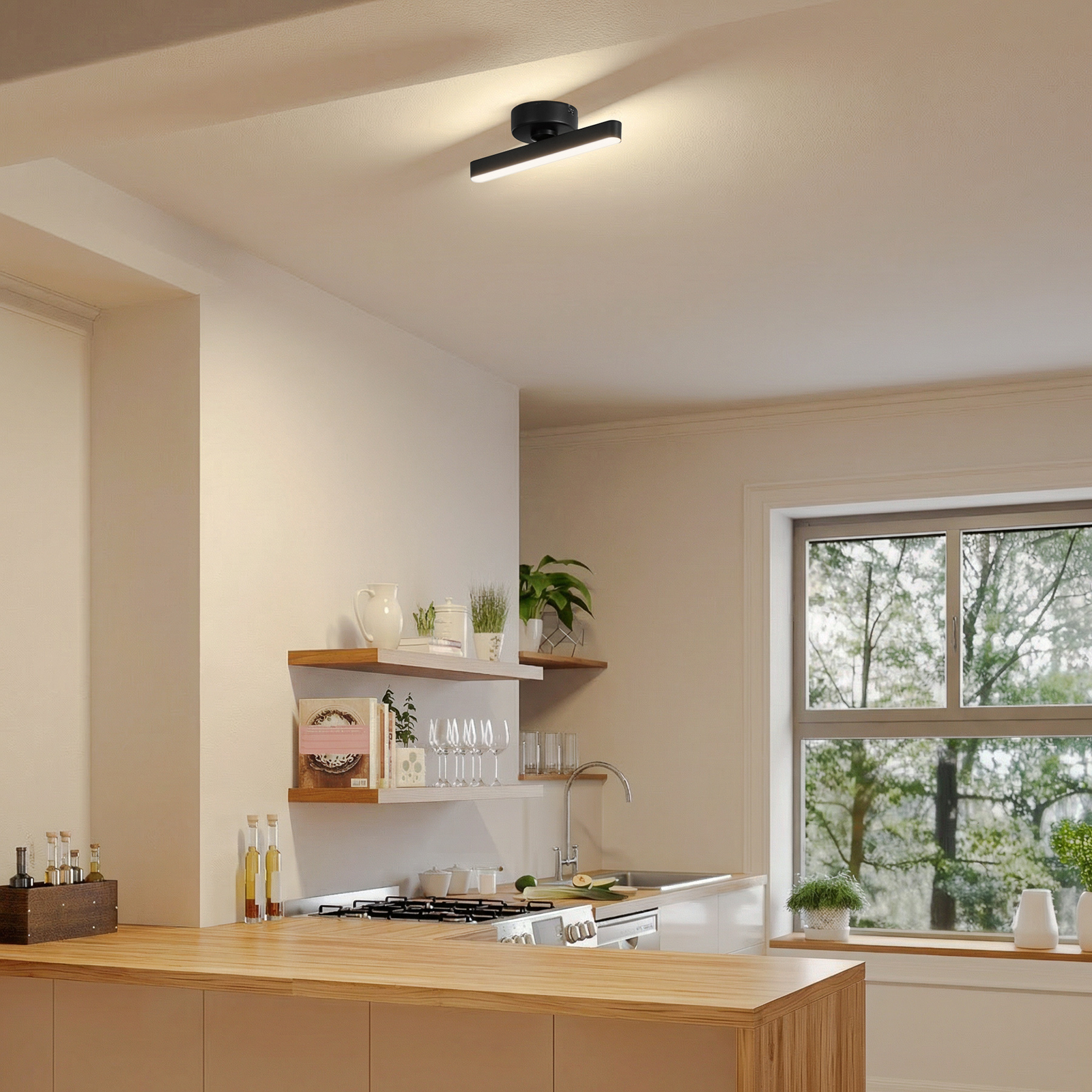 Lindby LED φωτιστικό οροφής Eldrin, 1-φωτιστικό, μαύρο, λωρίδα φωτός Lindby LED φωτιστικό οροφής Eldrin, 1-φωτιστικό, μαύρο, λωρίδα φωτός
