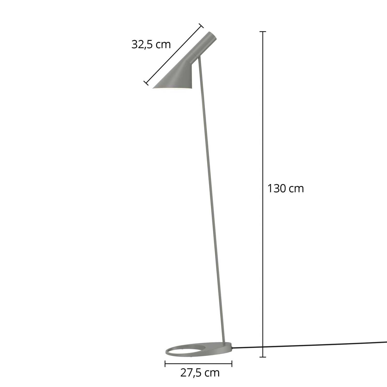 Designová stojací lampa Louis Poulsen AJ šedá