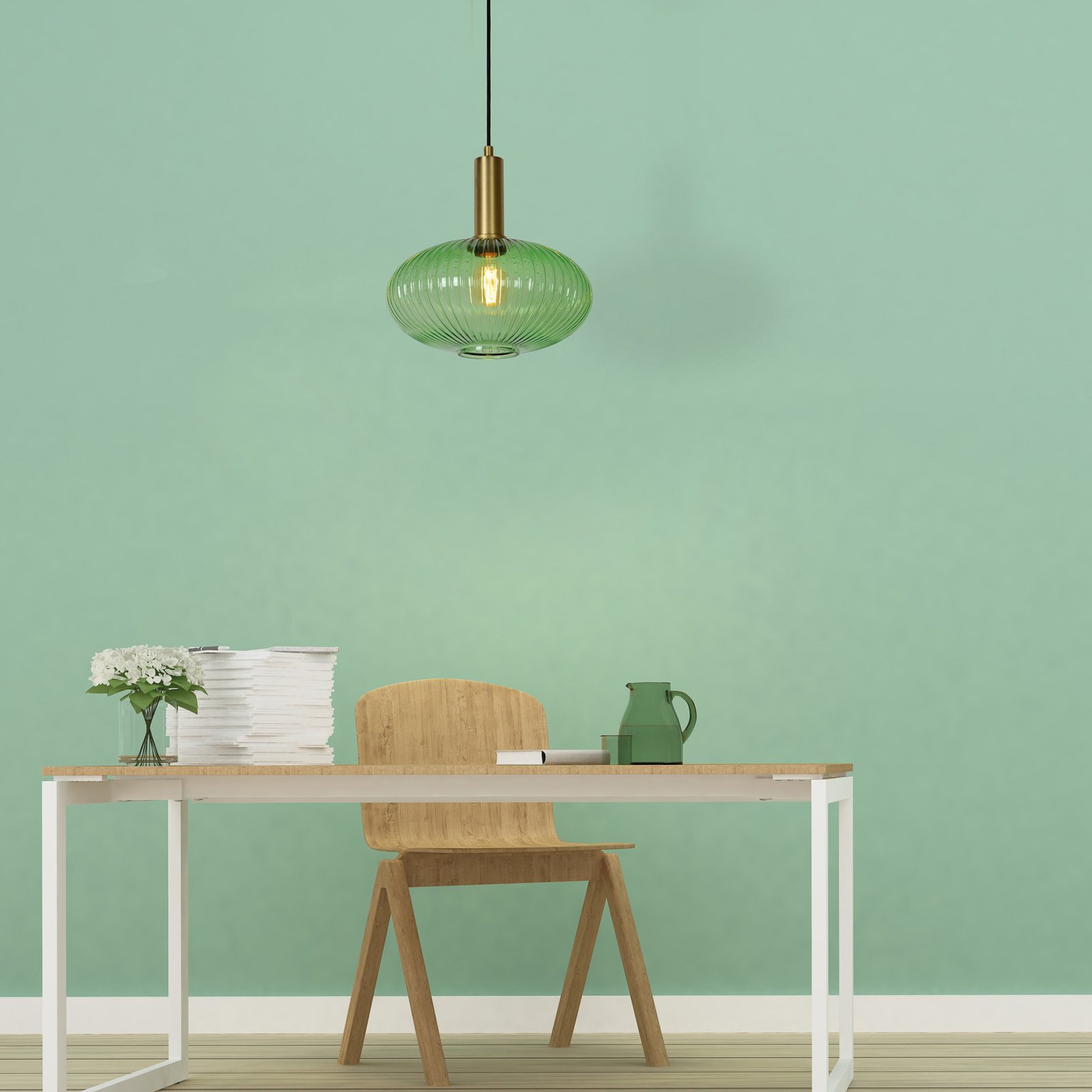 Glazen hanglamp Maloto, Ø 30 cm, groen