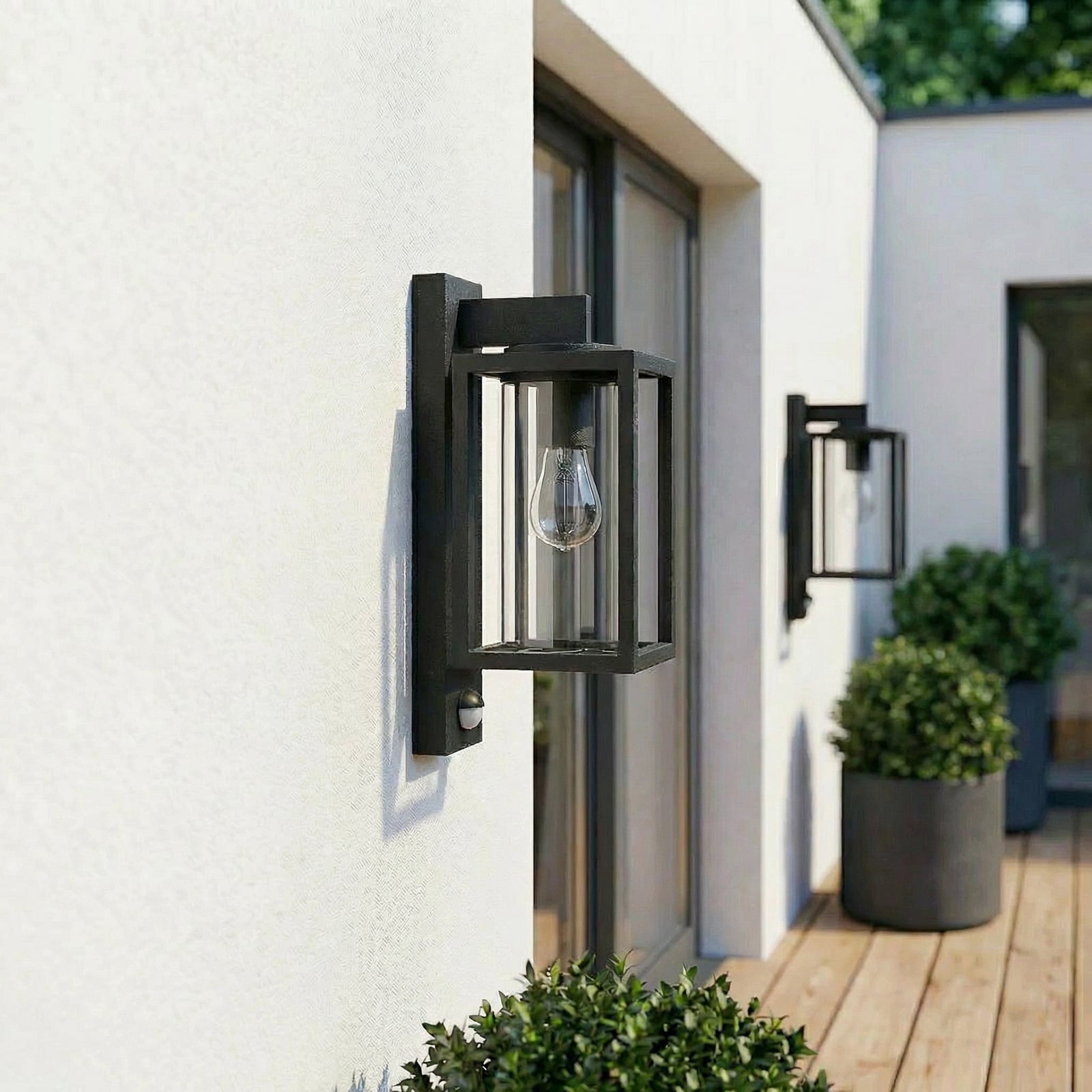 Lucande Außenwandlampe Ferda, 2er-Set, anthrazit Sensor IP44 Lucande Außenwandlampe Ferda, 2er-Set, anthrazit Sensor IP44