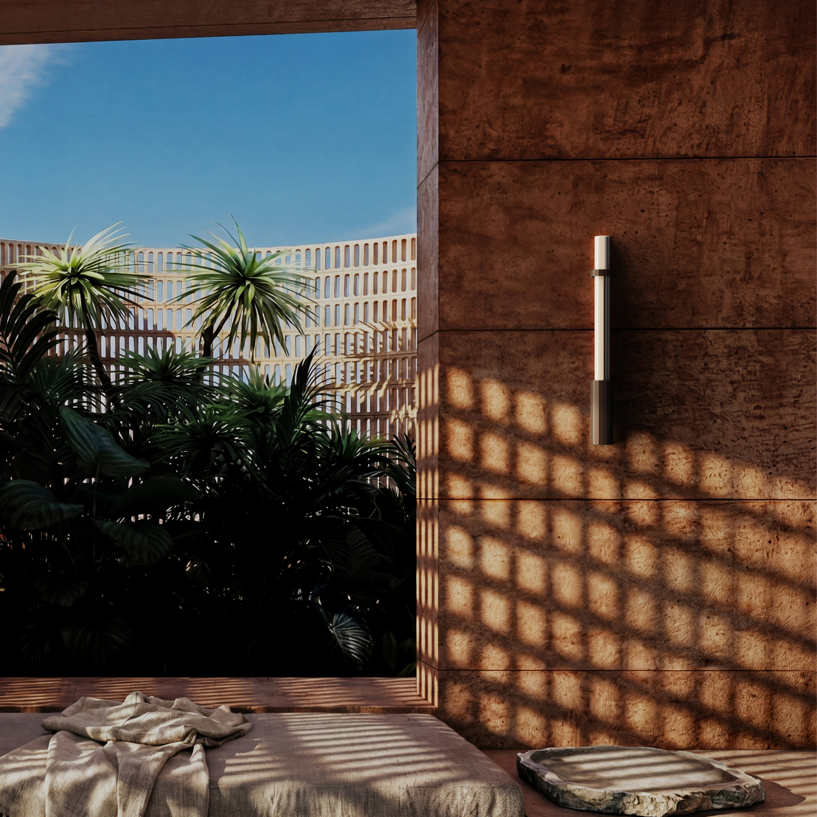 Applique murale LED In Fine, gris foncé, hauteur 105 cm, IP65 - DCW