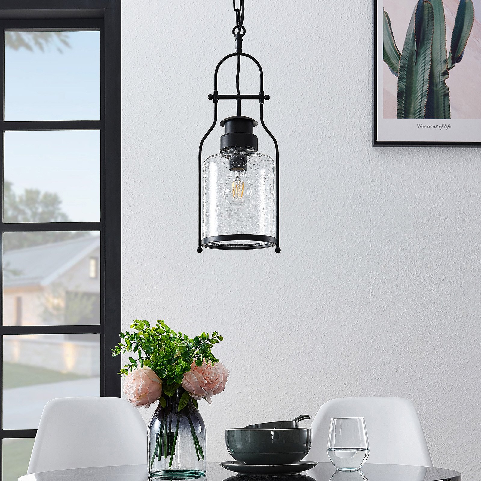 Lindby Rozalie hanglamp, lantaarn, zwart
