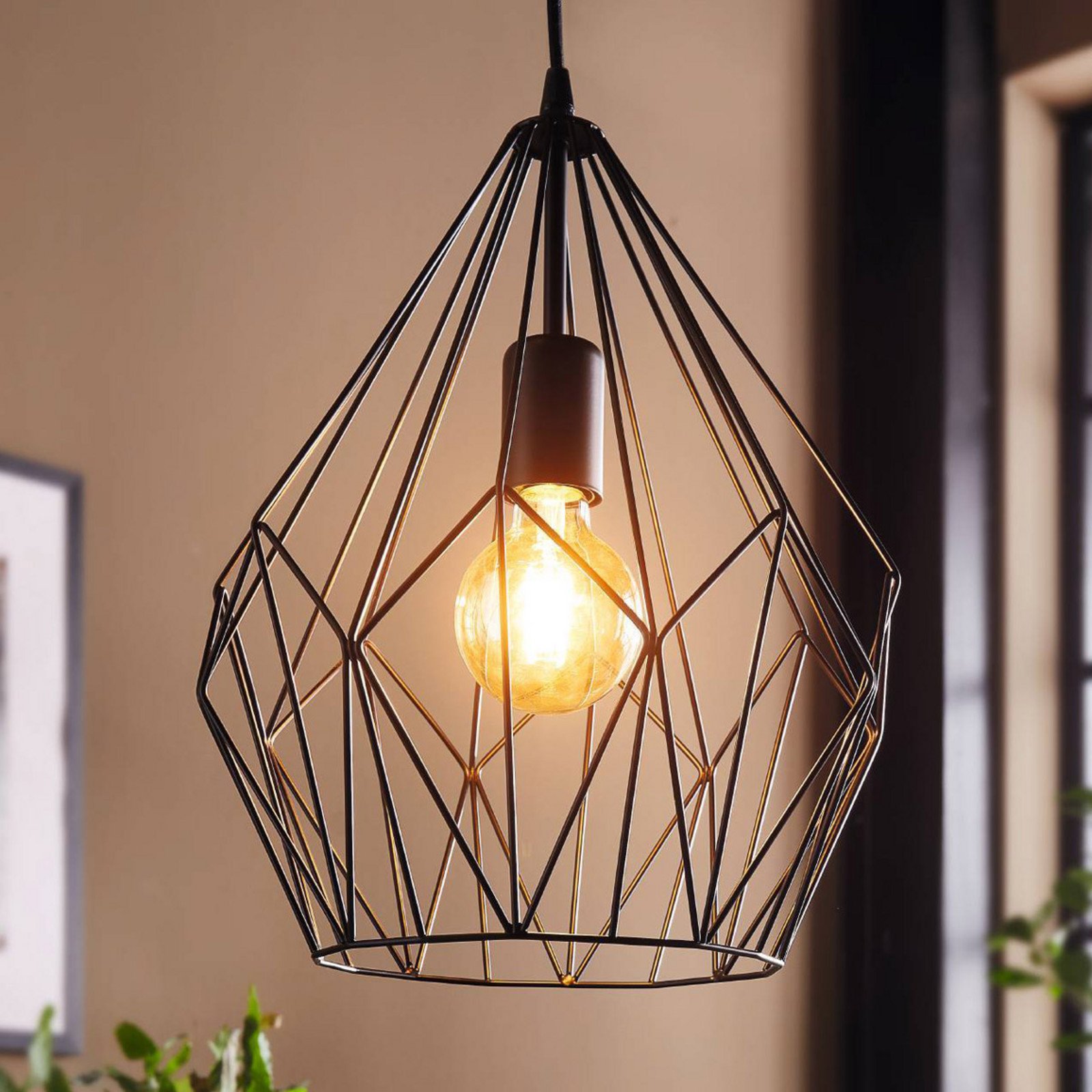 EGLO Carlton suspendată design tip cușcă neagră Ø31cm - Camera de zi / sufragerie - Vintage - negru - Metal