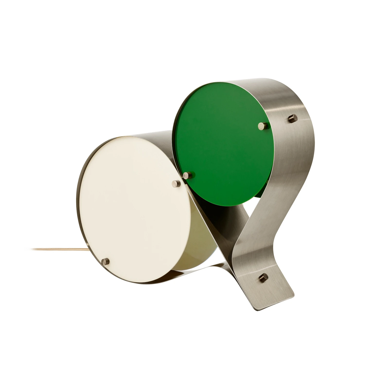 Gubi galda lampa Coppia, ziloņkaula/zaļa, tērauds, augstums 42 cm