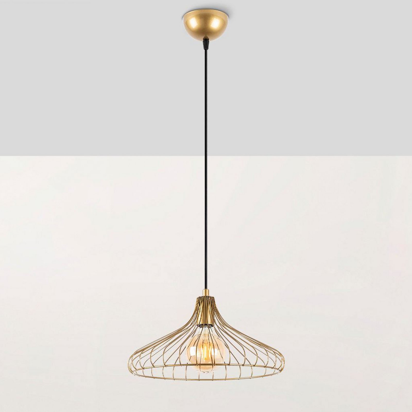 Depay pendant light, gold, 1-bulb, metal, Ø 36 cm, E27