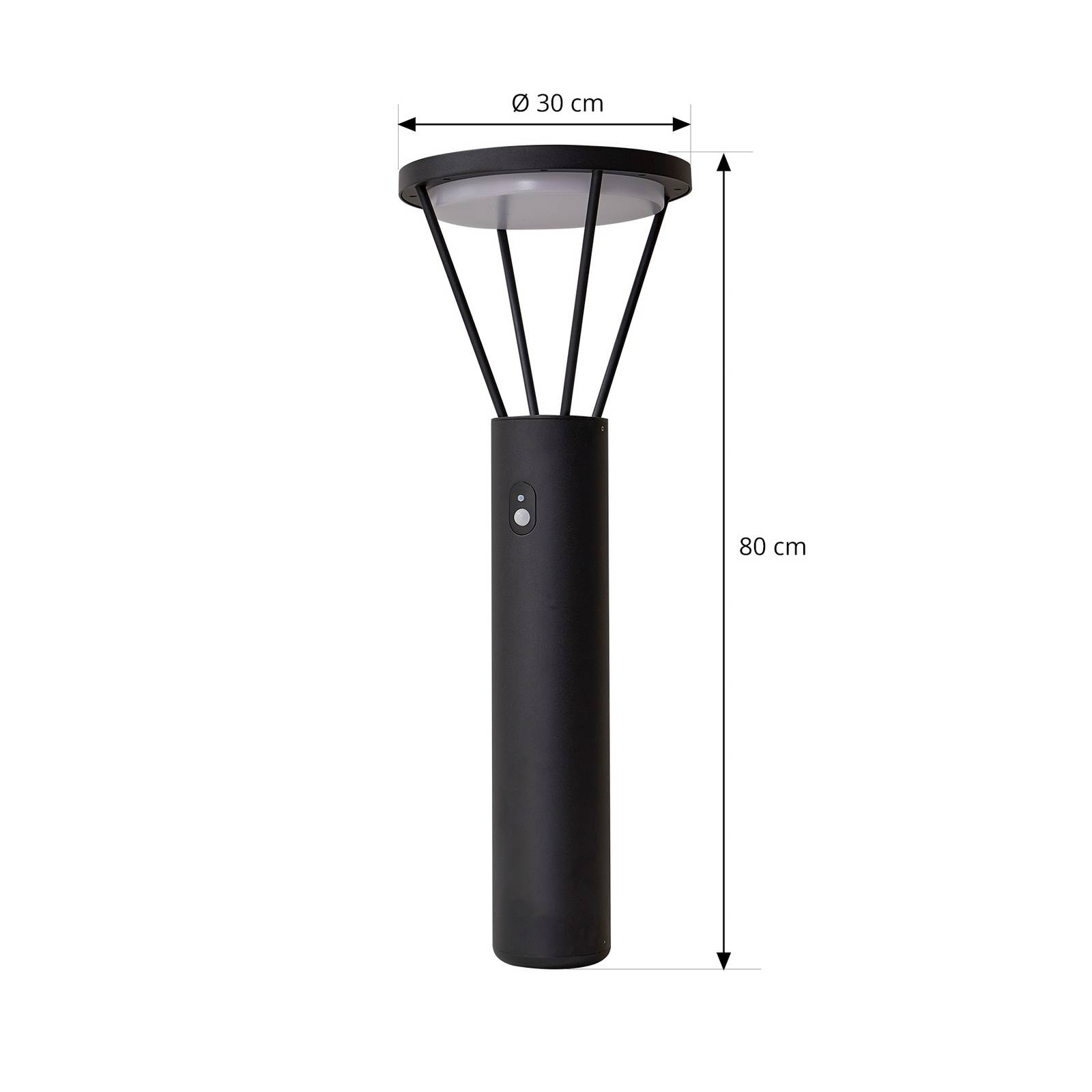 Lampa solarna LED Elario, czarna, aluminium, CCT, czujnik