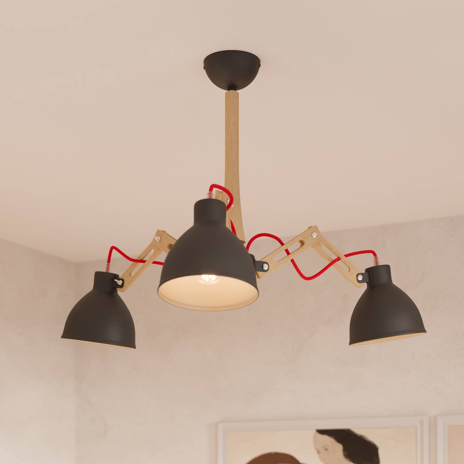 Photos - Chandelier / Lamp Lamkur Skansen ceiling lamp 3-bulb adjustable, black 