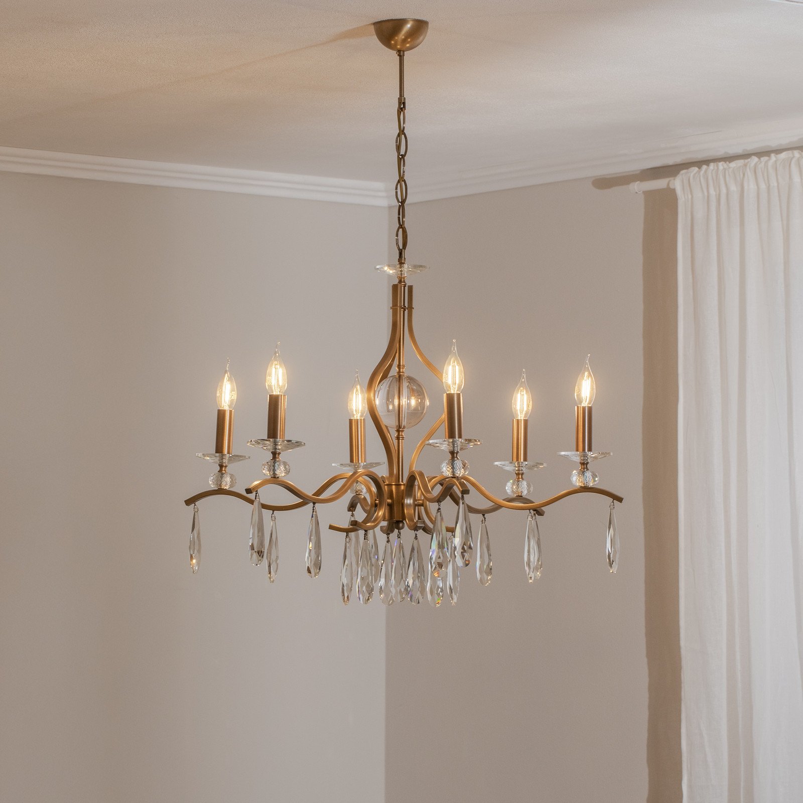 Avonni Candelabru Elizabeth Ø80cm metal/cristal 6flg. aur antic - Camera de zi / sufragerie - aur antic clar