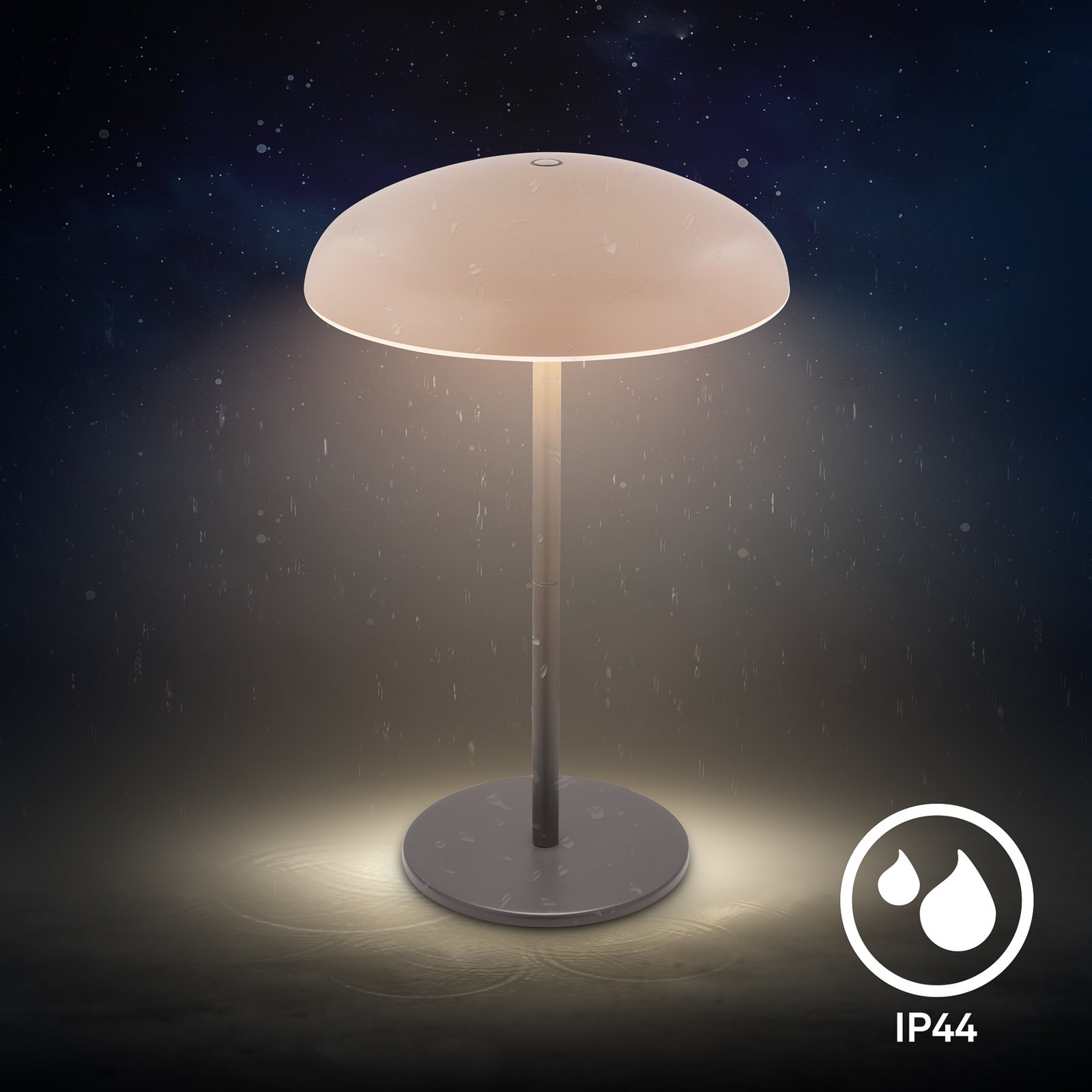 LED-akku-pöytälamppu Brilo unplugged Caxa, beige/antrasiitti