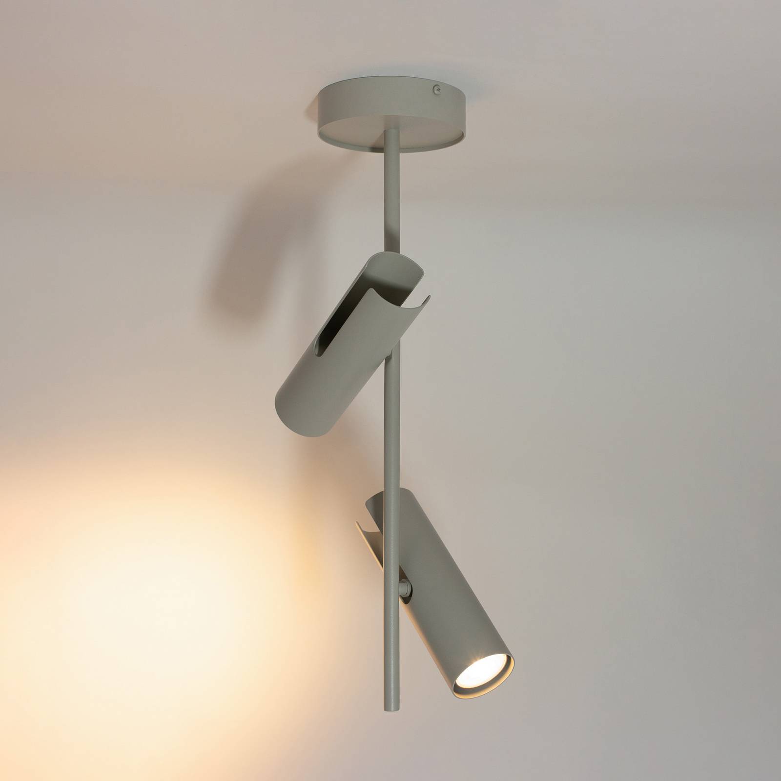 Deckenspot Leda 2, taupe, 2-flammig, Stahl, GU10, Höhe 55 cm günstig online kaufen