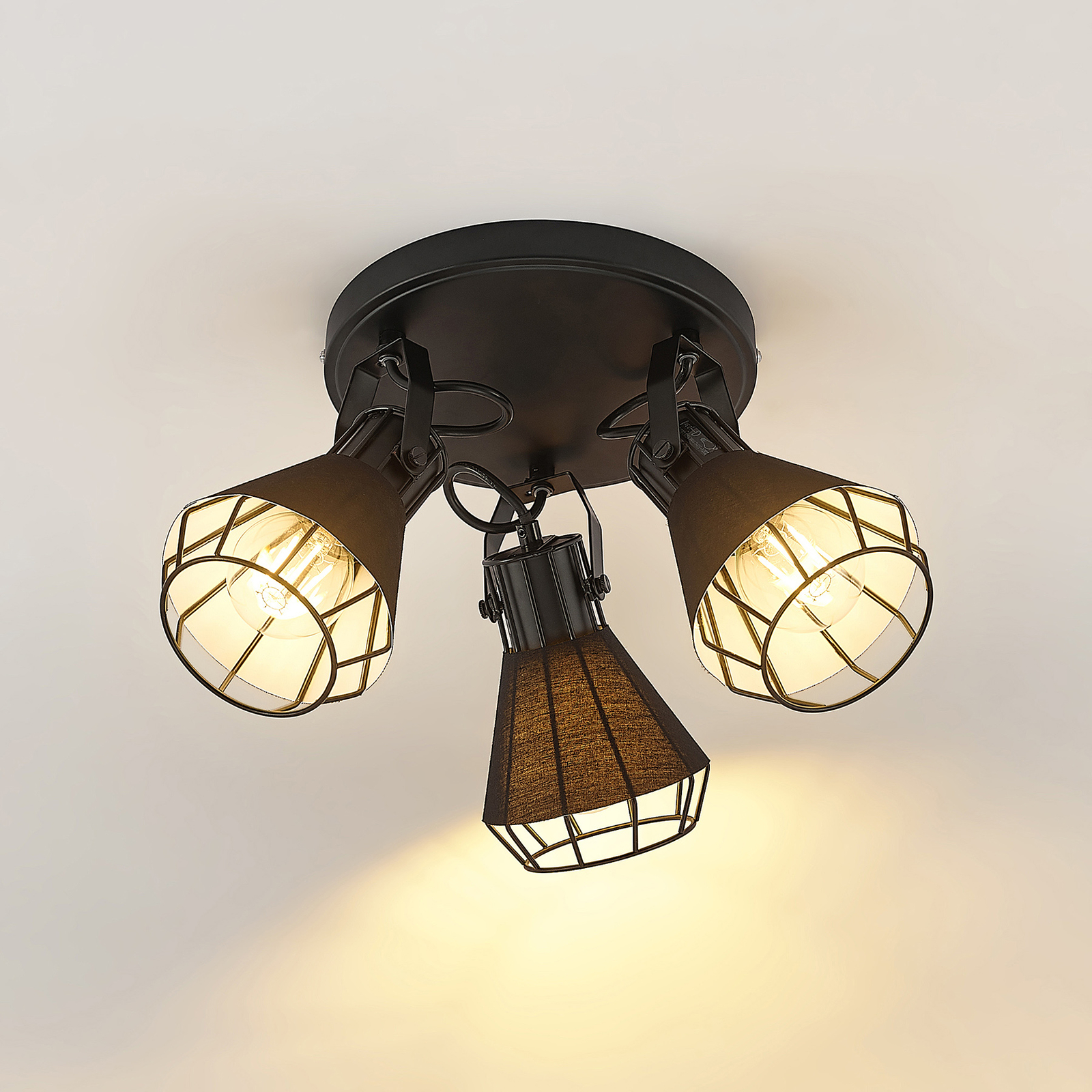 Lindby Yusei spotlight, three-bulb, round