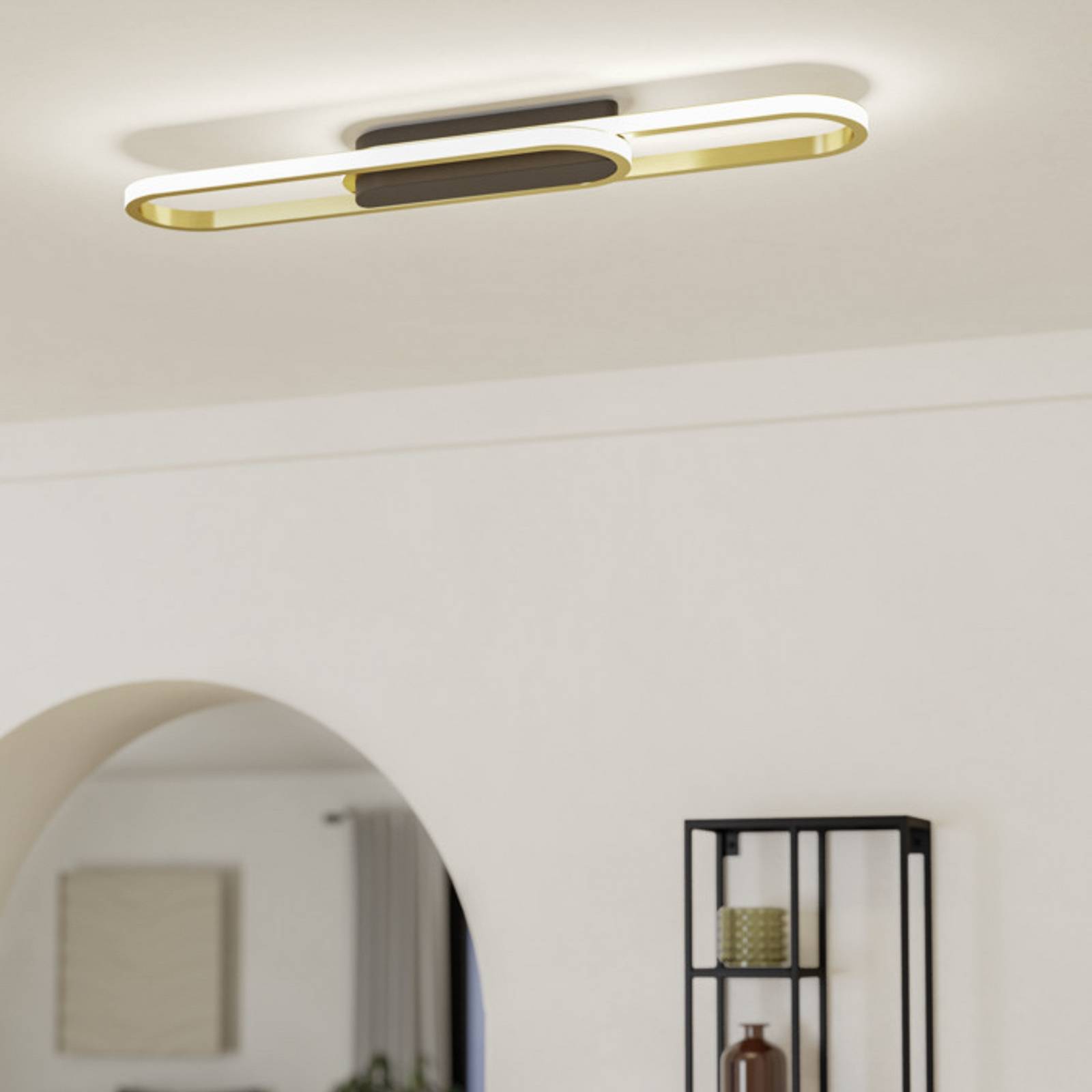 EGLO LED plafondlamp CONIVARENA, zwart/messing, 69 cm, CCT