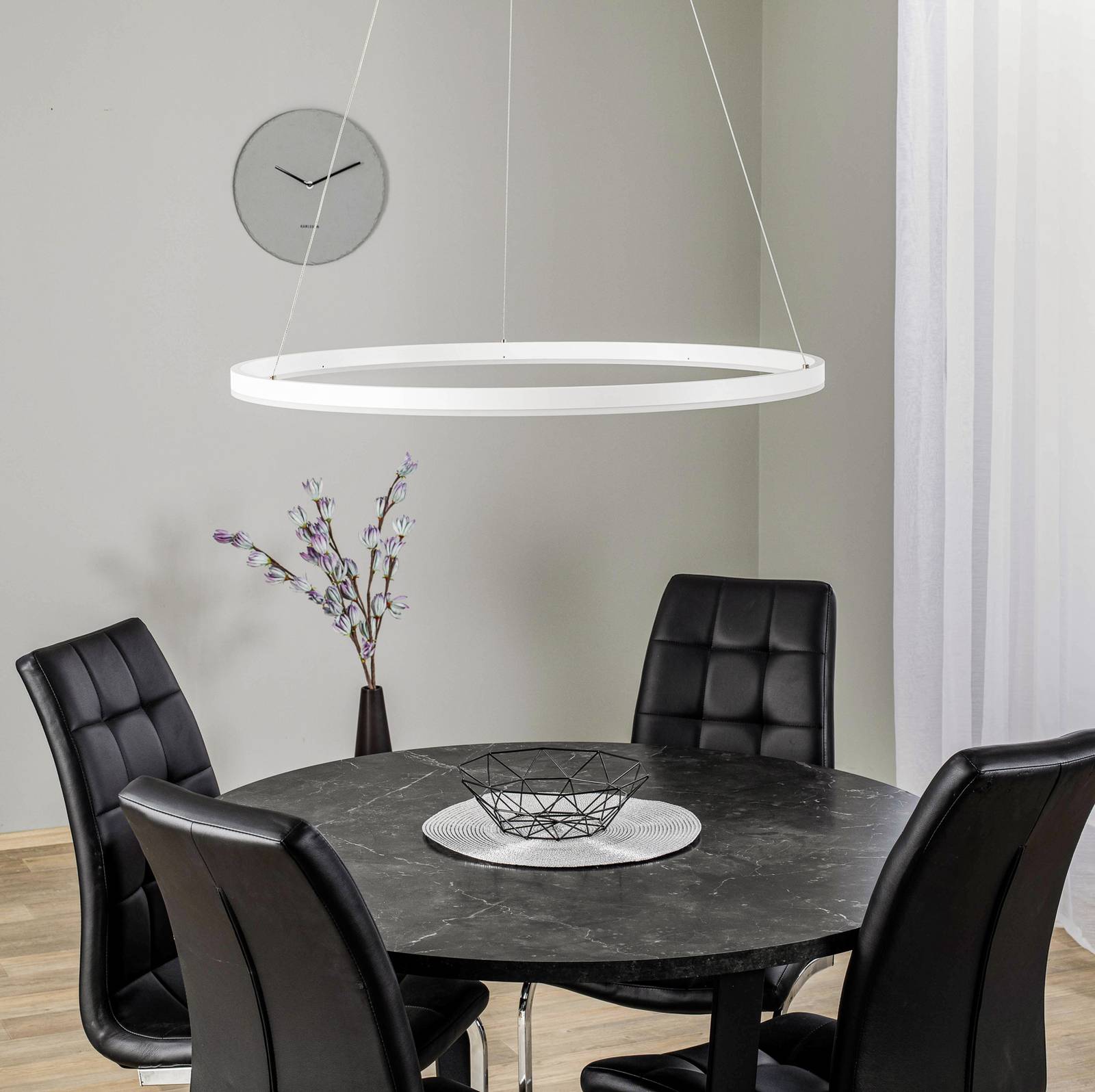 Lampa wisząca Arcchio LED Albiona, biała, 1 pierścień, Ø 80 cm