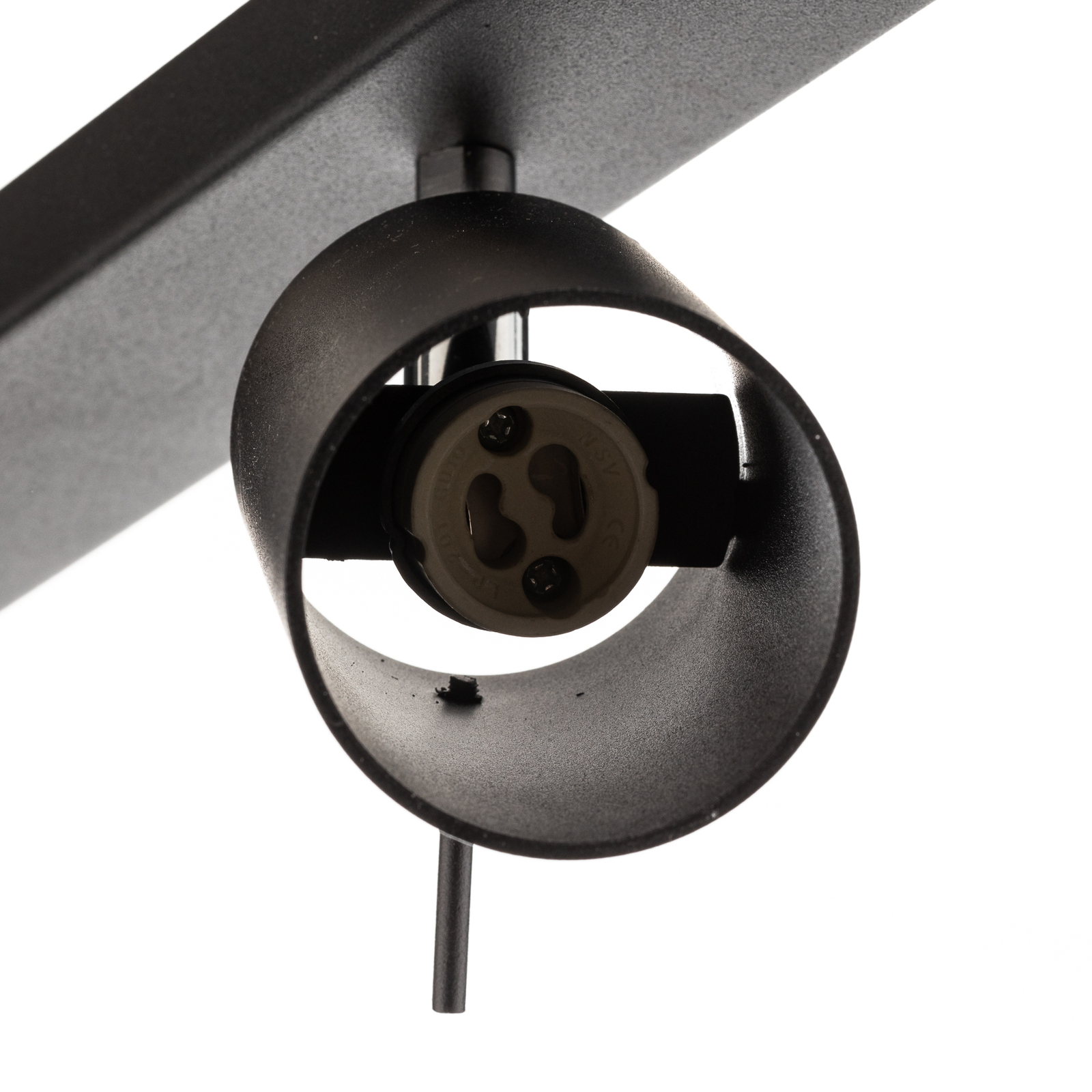 Plafondspot Round in zwart, 4-lamps lineair