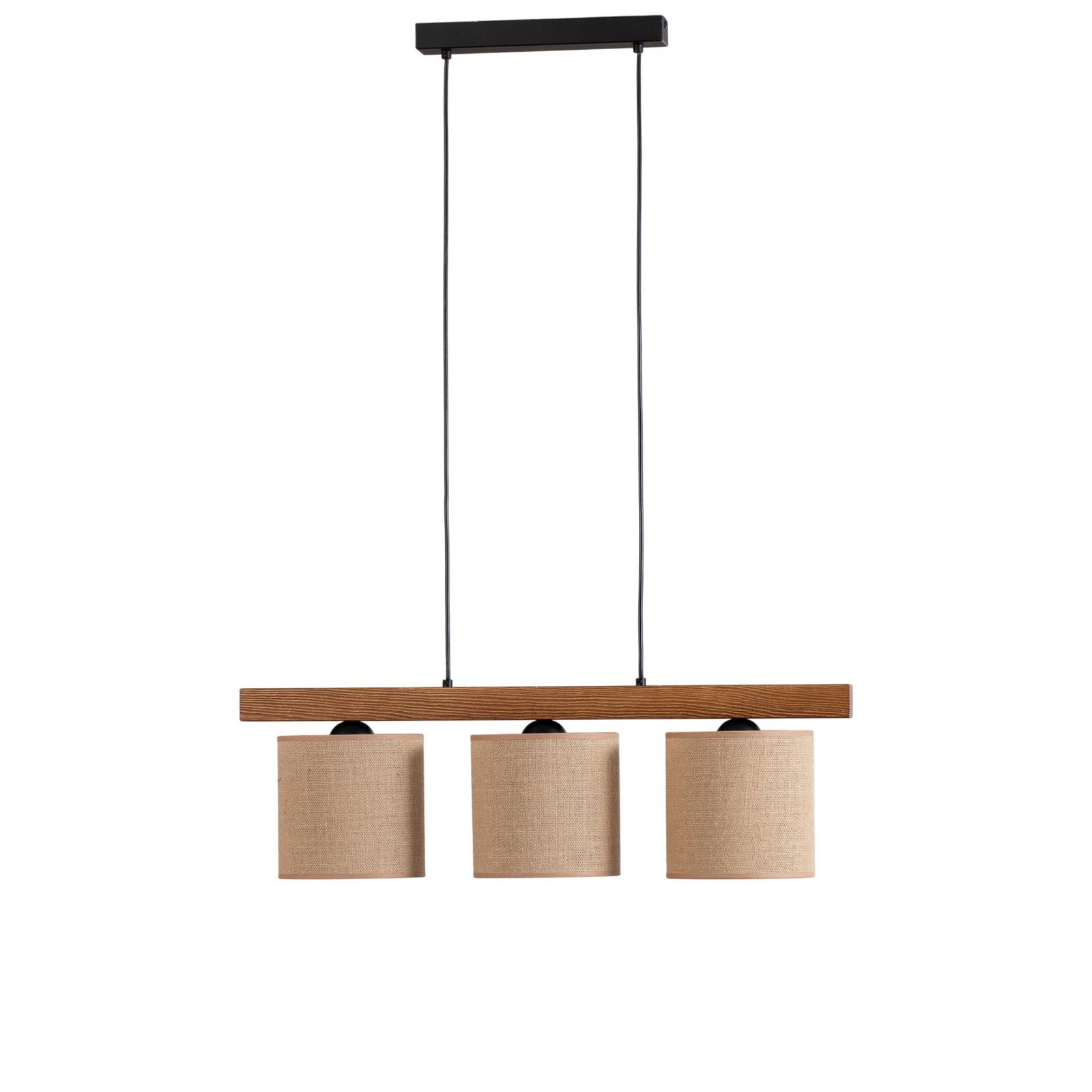 Pendellampe Forest, træ lys/sort, jute natur, 3 lyskilder.