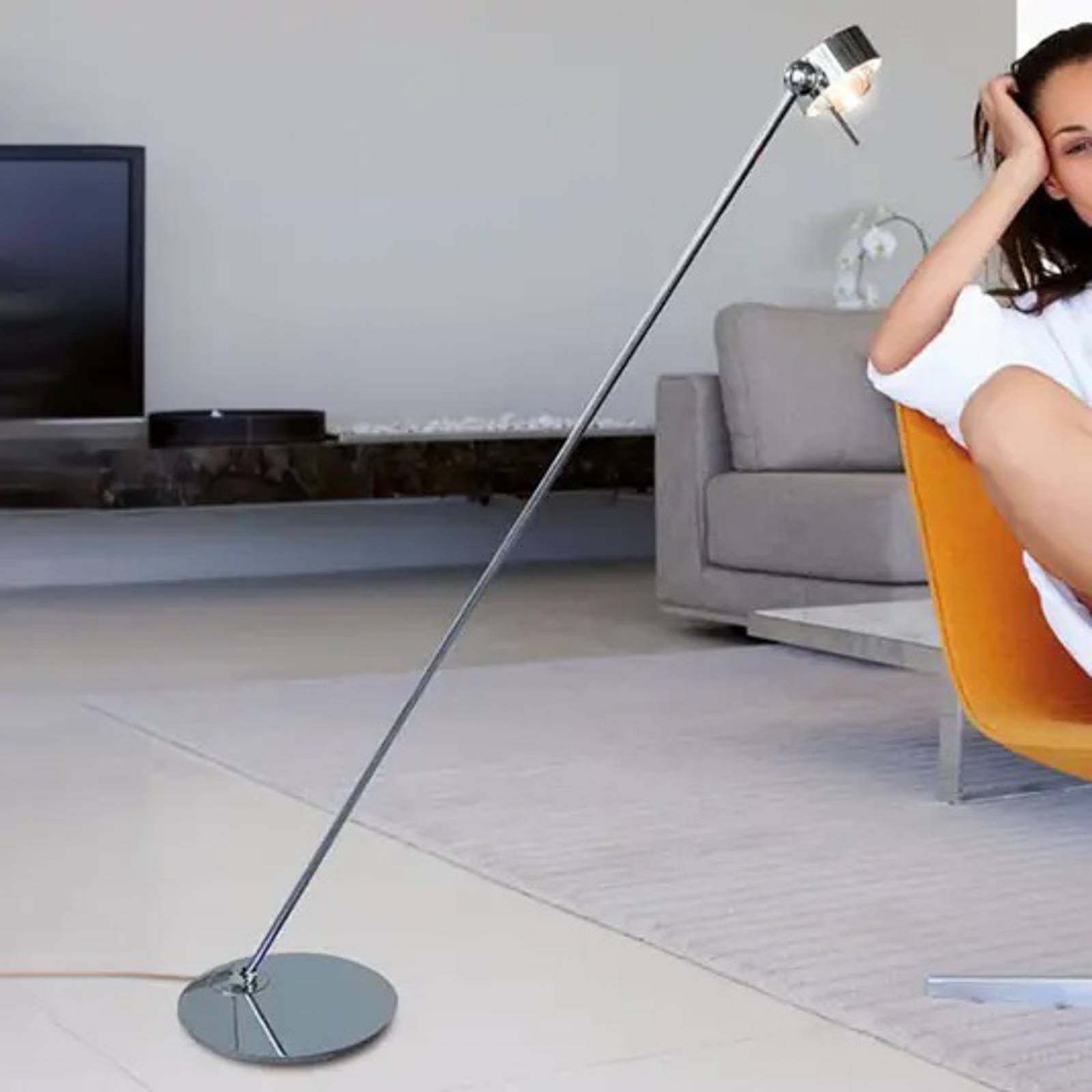 Top Light LED-golvlampa Puk Floor Mini Single krom matt