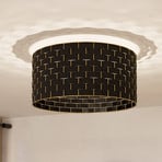 Plafonieră Marasales din textil negru/alamă