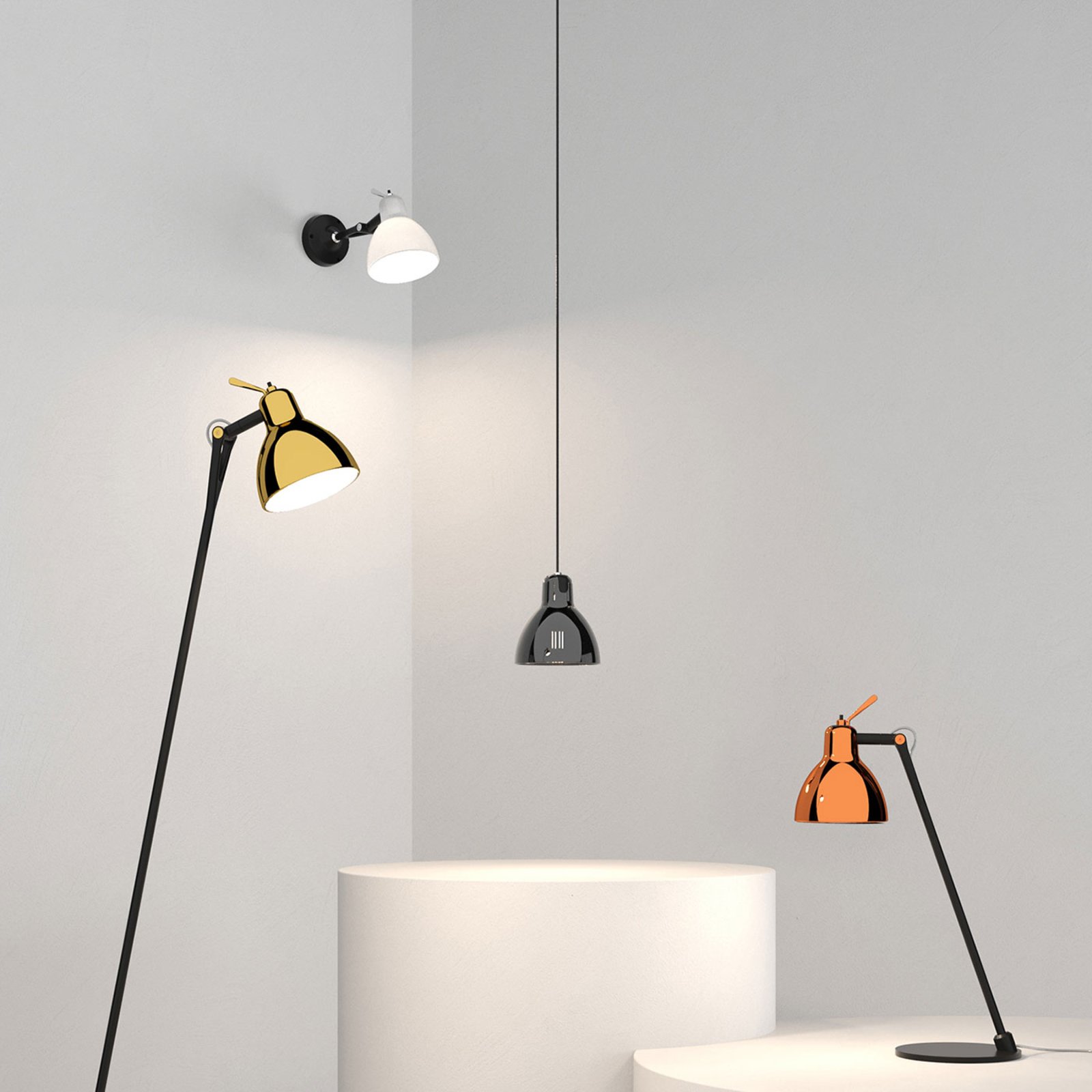 Luxy H0 Glam wall light, black/white, glass - Rotaliana