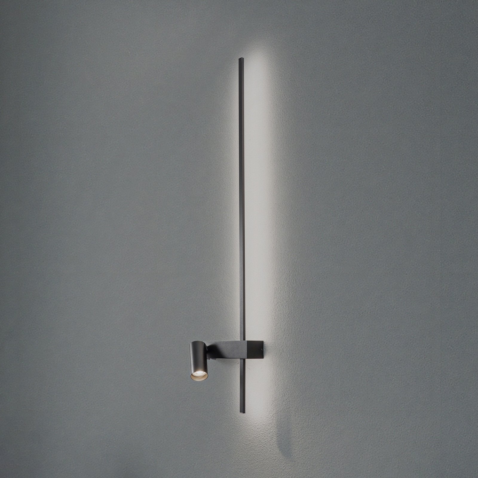 Euluna Aplică de perete EASY RIGHT negru Lățime 80 cm Metal GU10 + LED - Camera de zi / sufragerie - Modern - Aluminiu